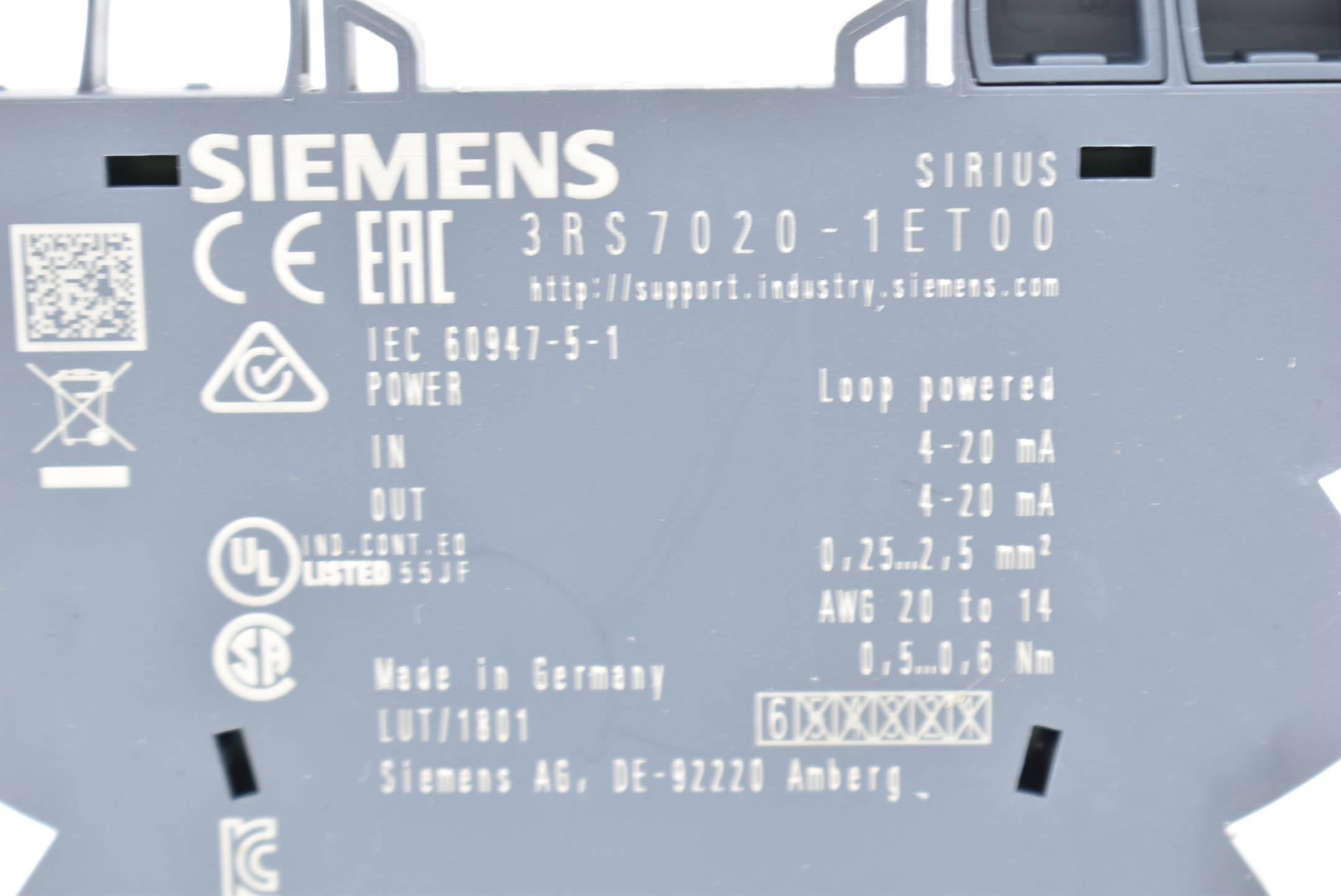 Siemens Trennwandler Passivtrenner 4-20mA 3RS7 020-1ET00 ( 3RS7020-1ET00 )