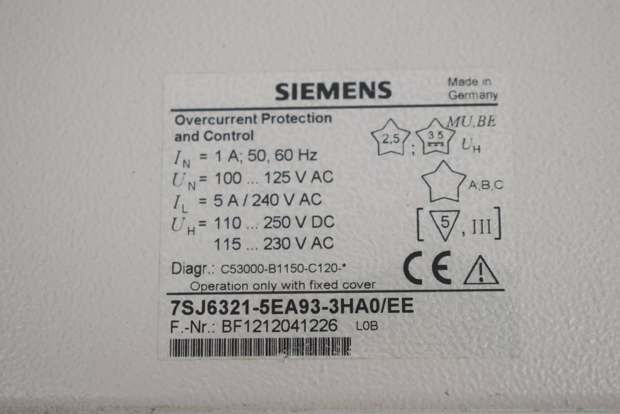 Siemens Siprotec 7SJ63 7SJ6321-5EA93-3HA0/EE ( 7SJ6 321-5EA93-3HA0/EE )