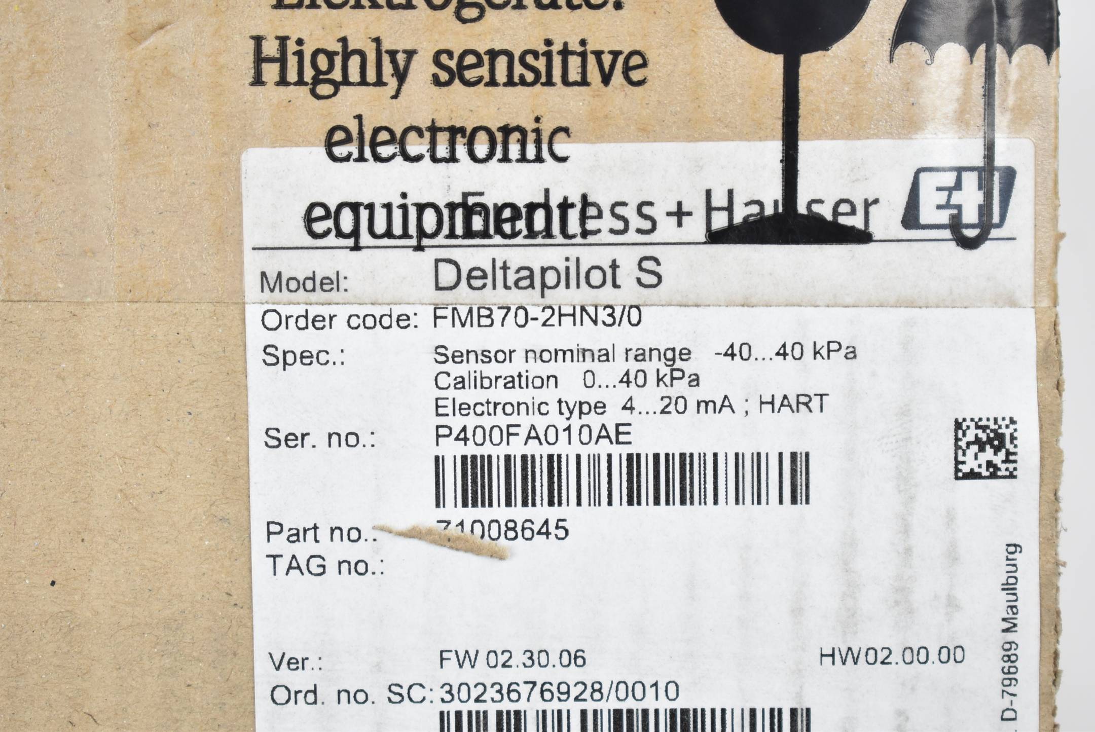 Endress+Hauser Deltapilot S FMB70-2HN3/0 