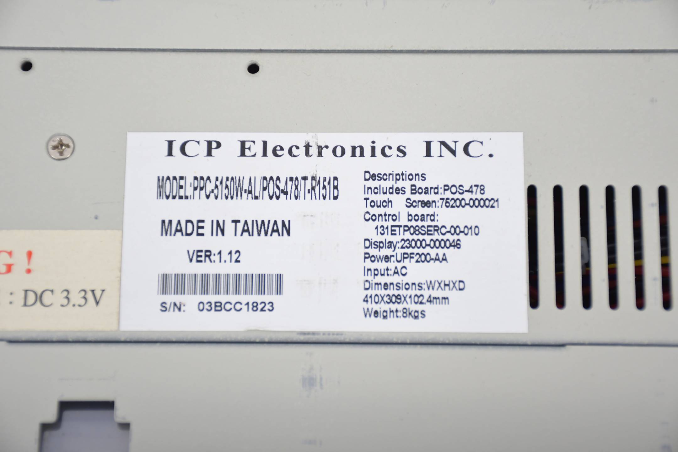 ICP Electronics Display PPC-5150W-AL/POS-478/T-R151B