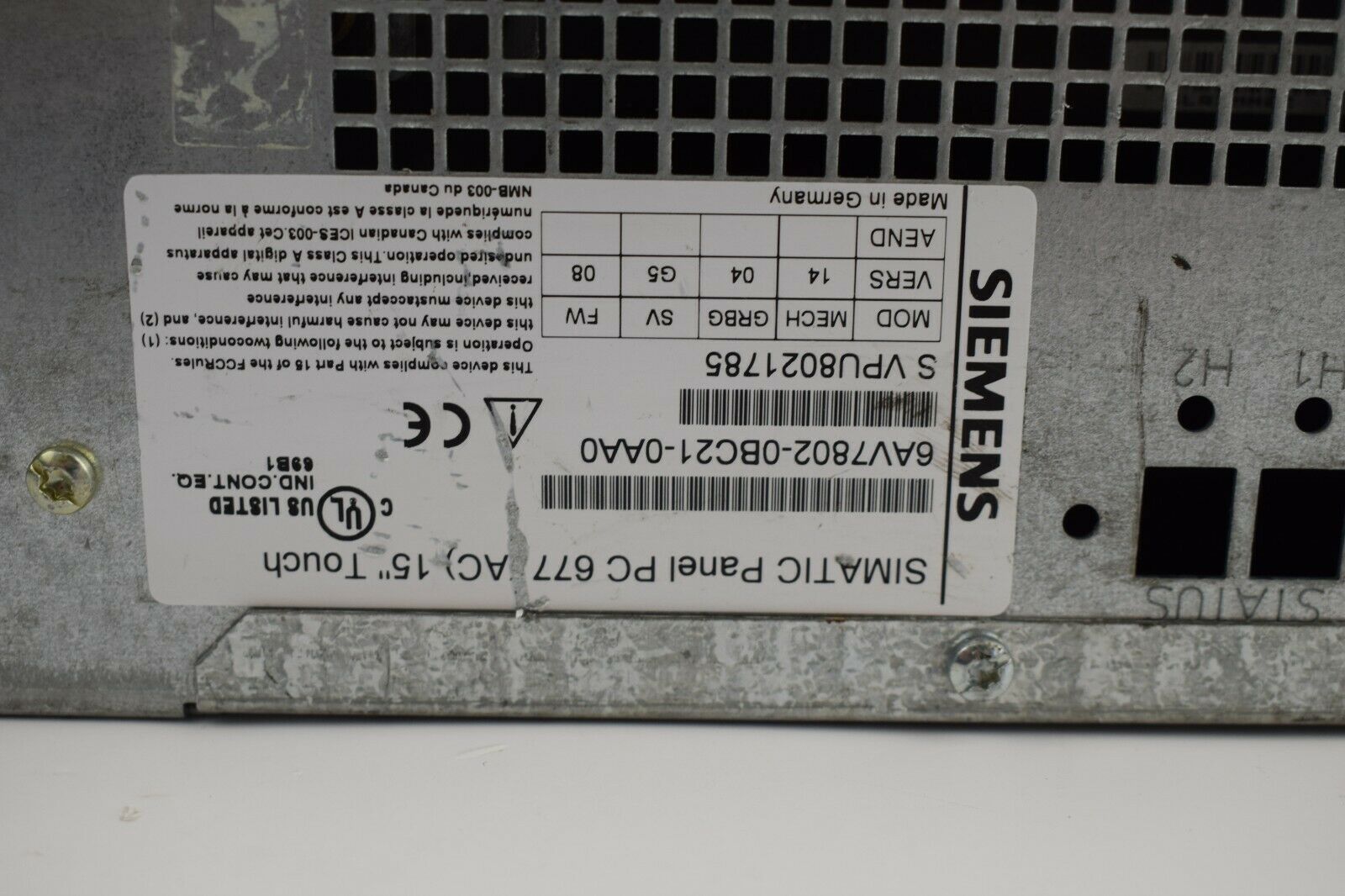 Siemens simatic Panel PC 677 15''Touch 6AV7802-0BC21-0AA0 ( 6AV7 802-0BC21-0AA0 )