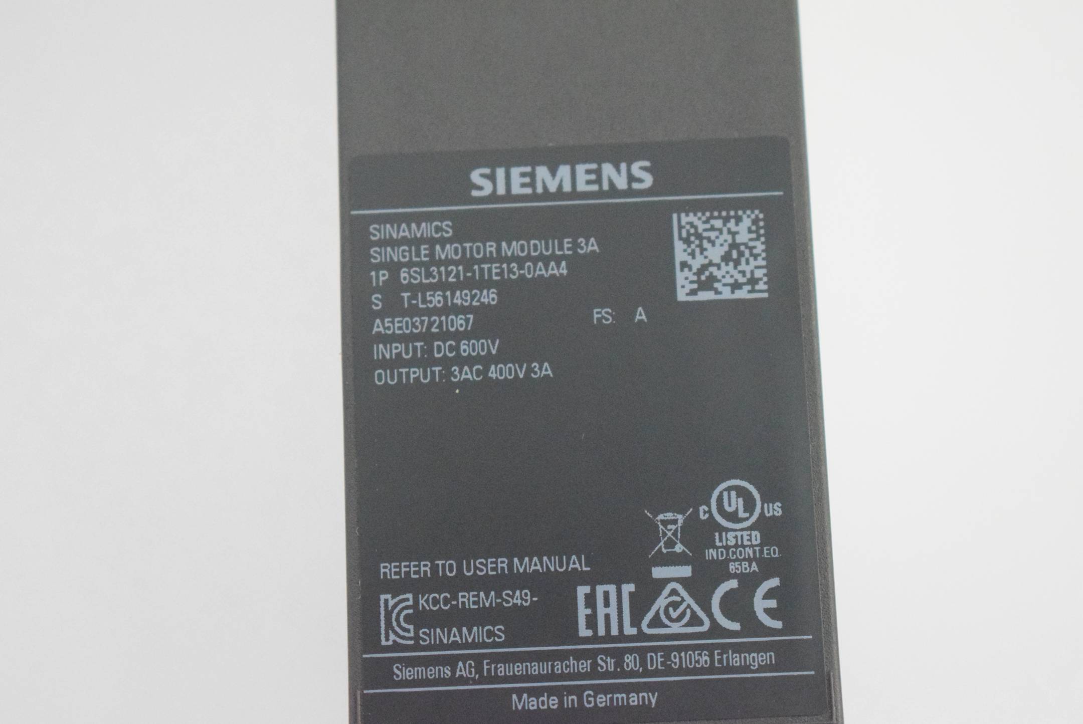 Siemens Sinamics S120 6SL3121-1TE13-0AA4 ( 6SL3 121-1TE13-0AA4 ) E. A