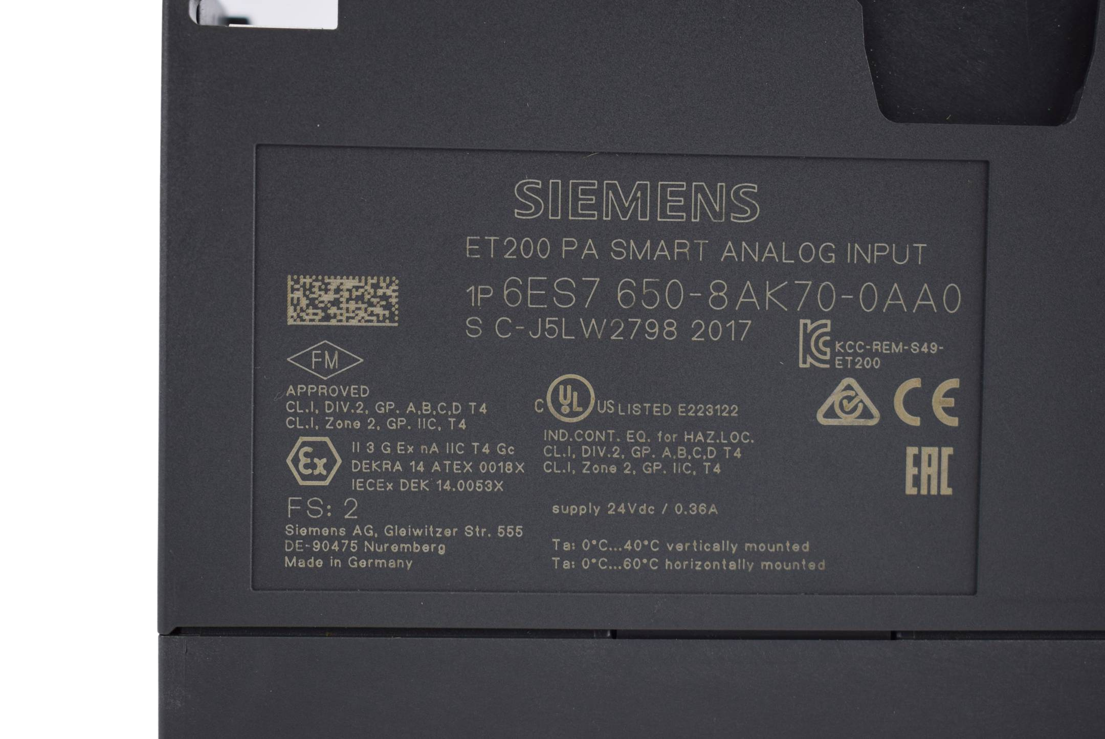 Siemens simatic ET200PA Smart 6ES7650-8AK70-0AA0 ( 6ES7 650-8AK70-0AA0 ) E2