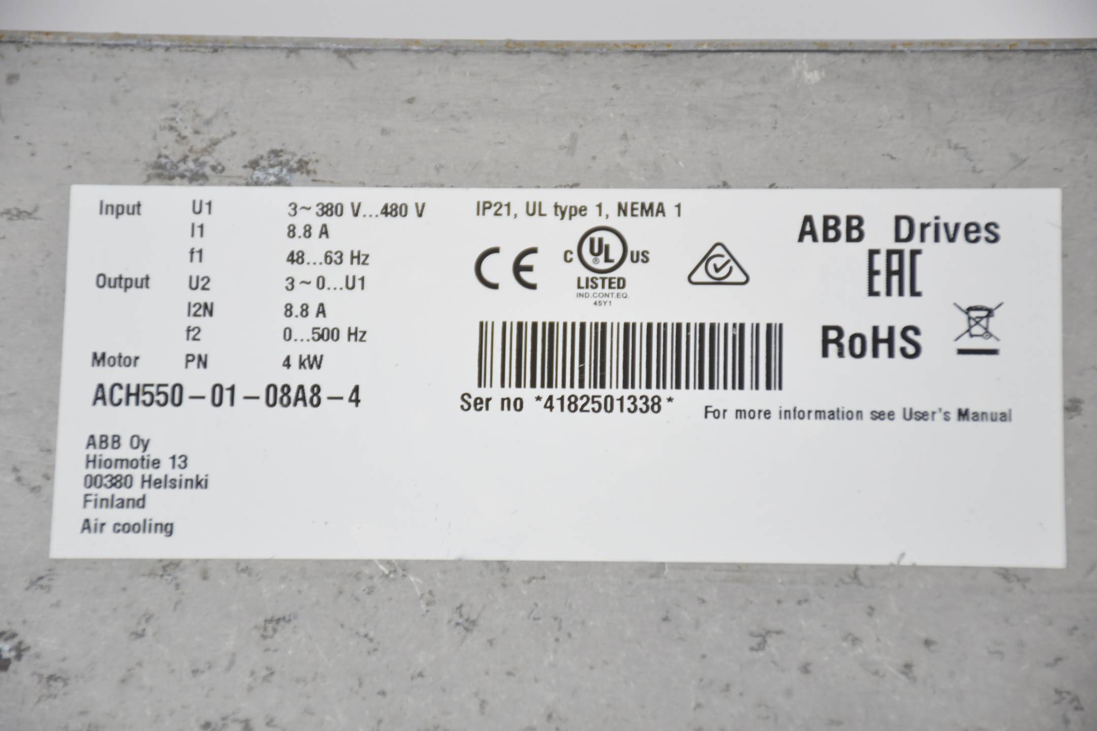 ABB Drives Frequenzumrichter ACH550-01-08A8-4
