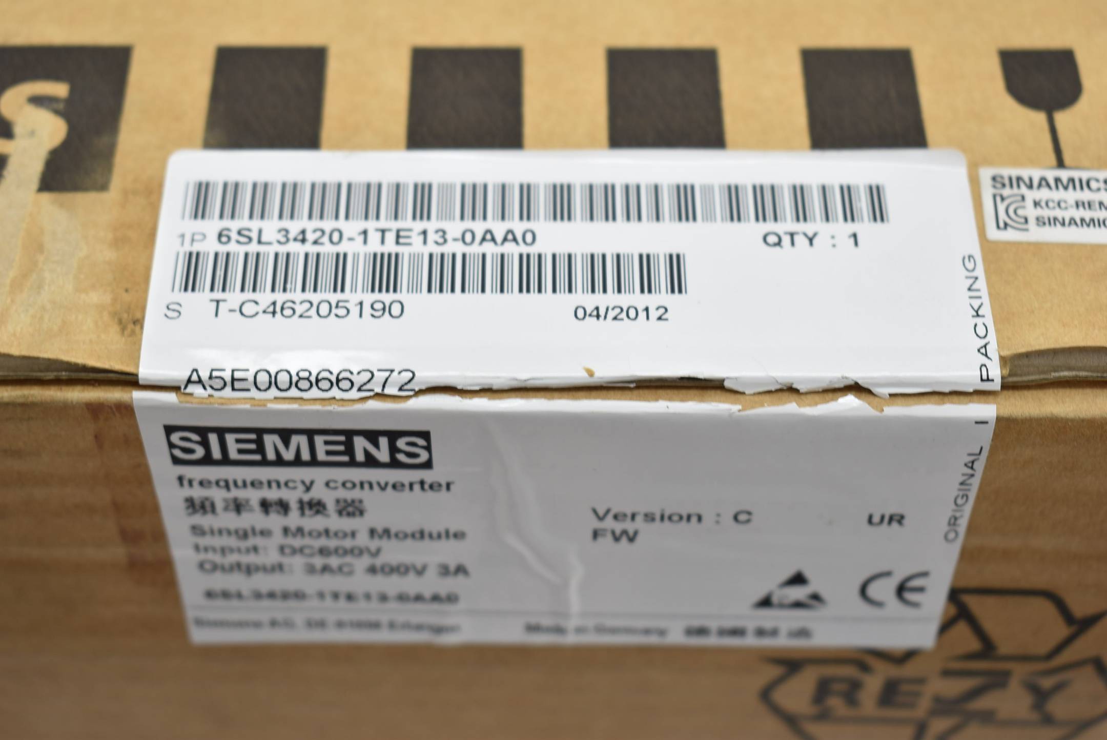 Siemens sinamics S120 6SL3420-1TE13-0AA0 ( 6SL3420-1TE13-0AA0 ) Ver. C