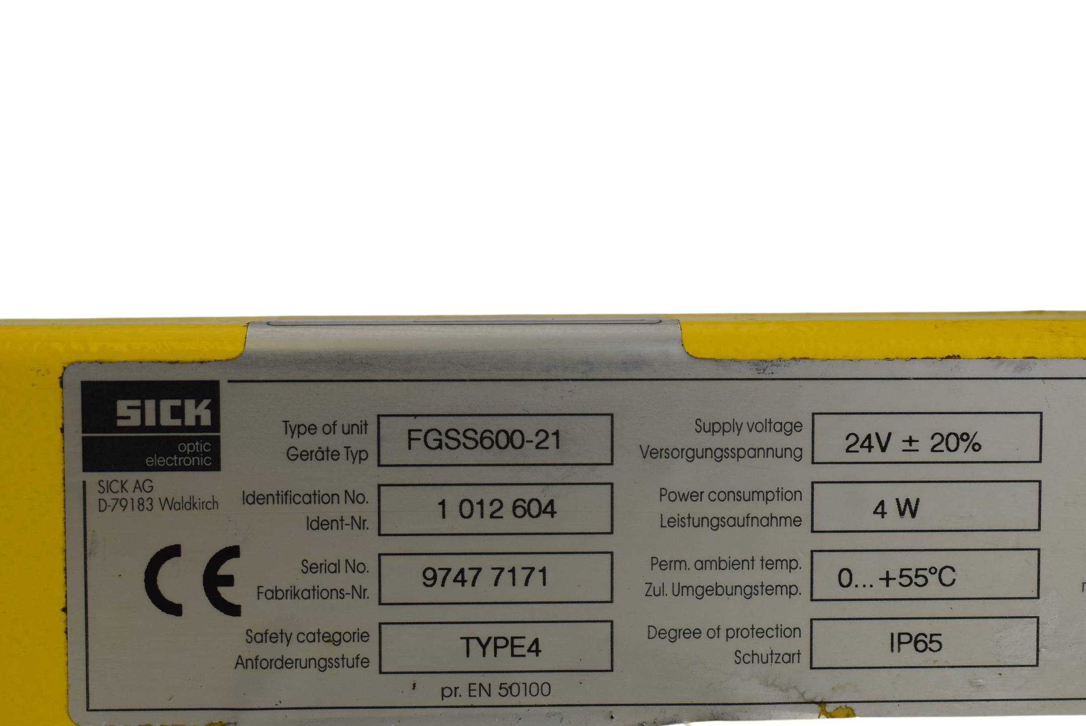 SICK 30-FGS optic electronic Lichtschranke Sender FGSS600-21