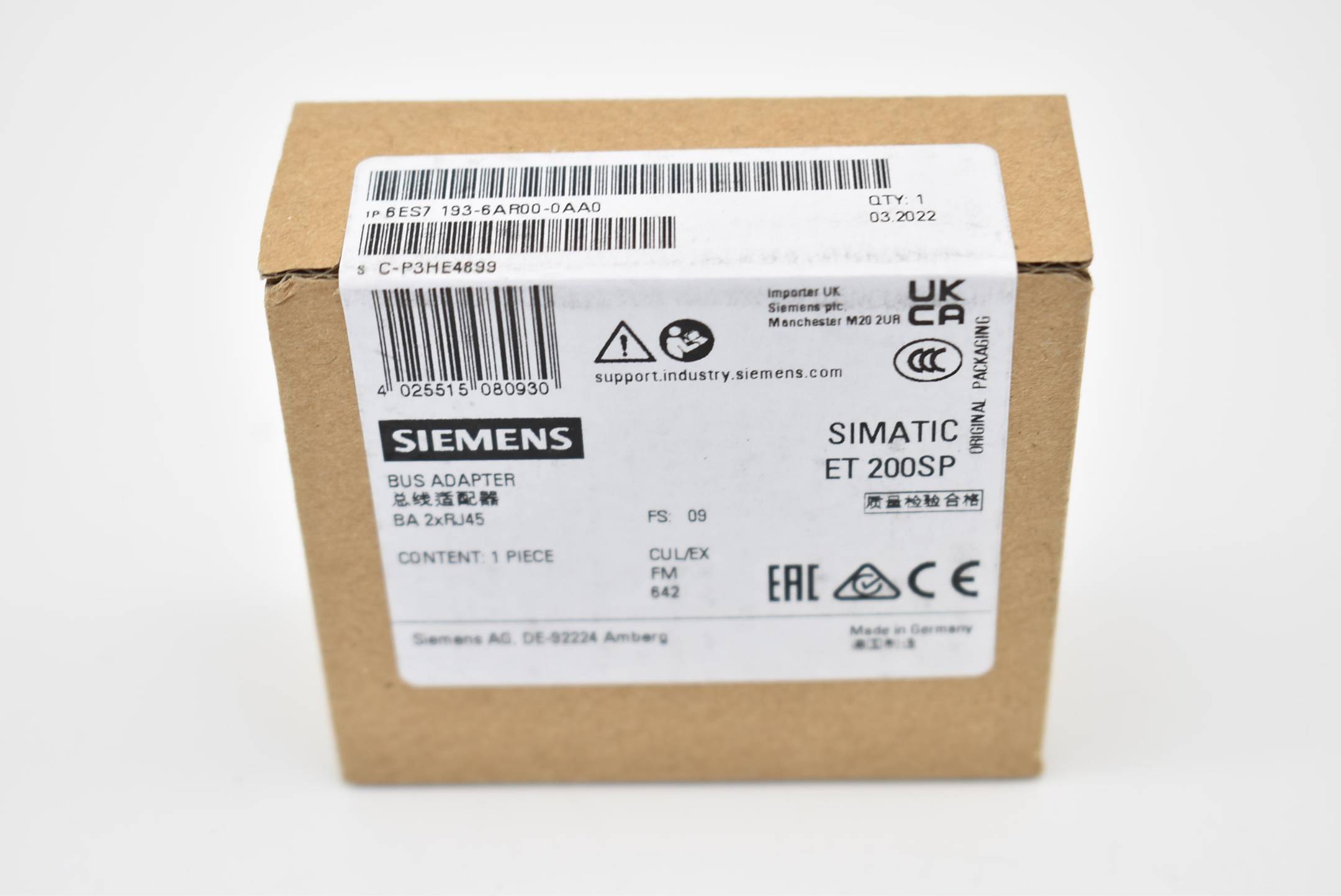 Siemens simatic ET 200SP 6ES7 193-6AR00-0AA0 ( 6ES7193-6AR00-0AA0 )