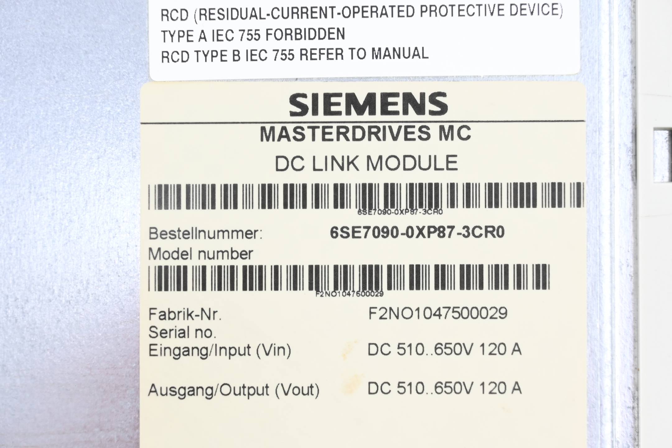 Siemens DC Link Modul 6SE7090-0XP87-3CR0 ( 6SE7 090-0XP87-3CR0 )