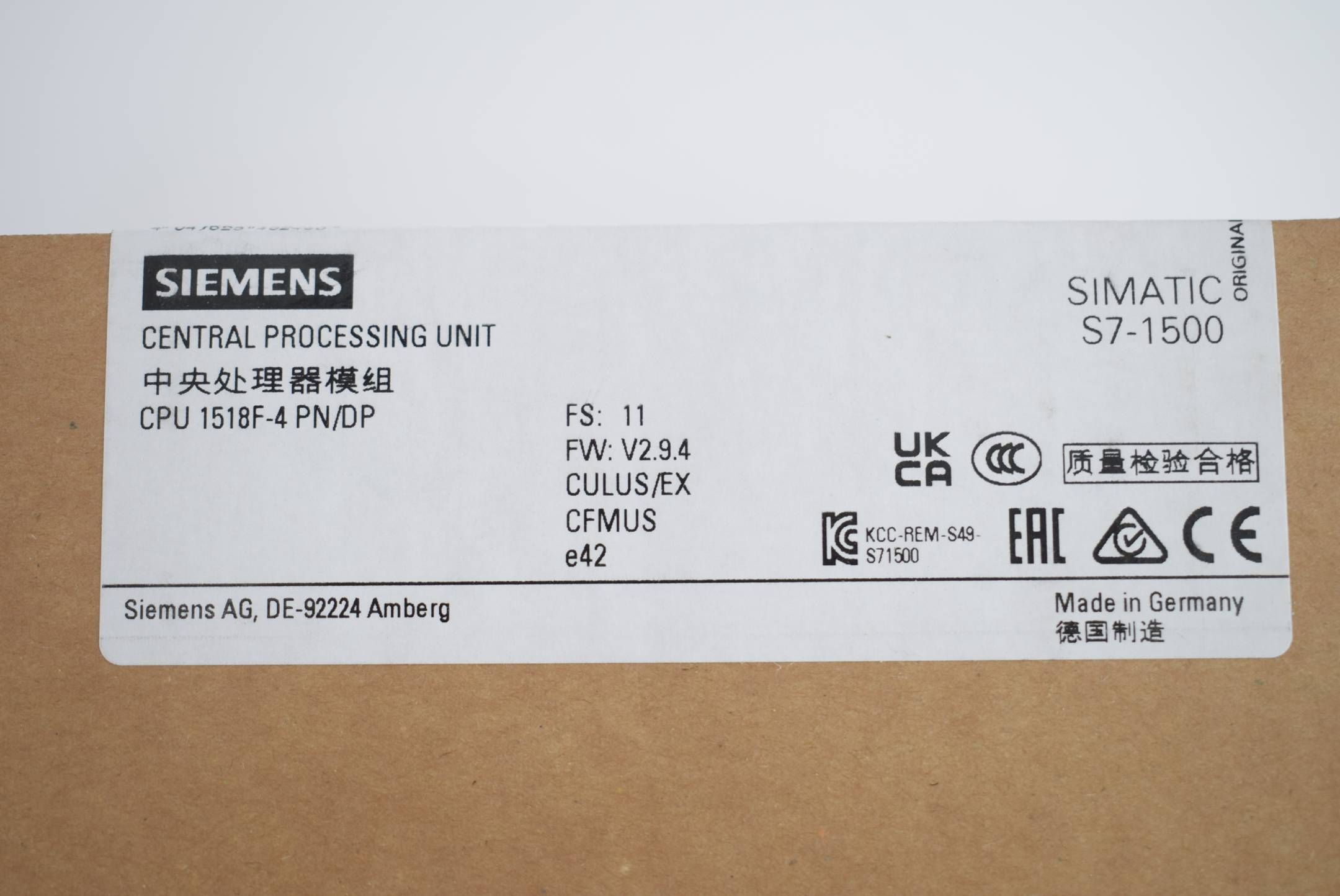 Siemens simatic S7-1500 CPU 1518F-4 6ES7 518-4FP00-0AB0 ( 6ES7518-4FP00-0AB0 )