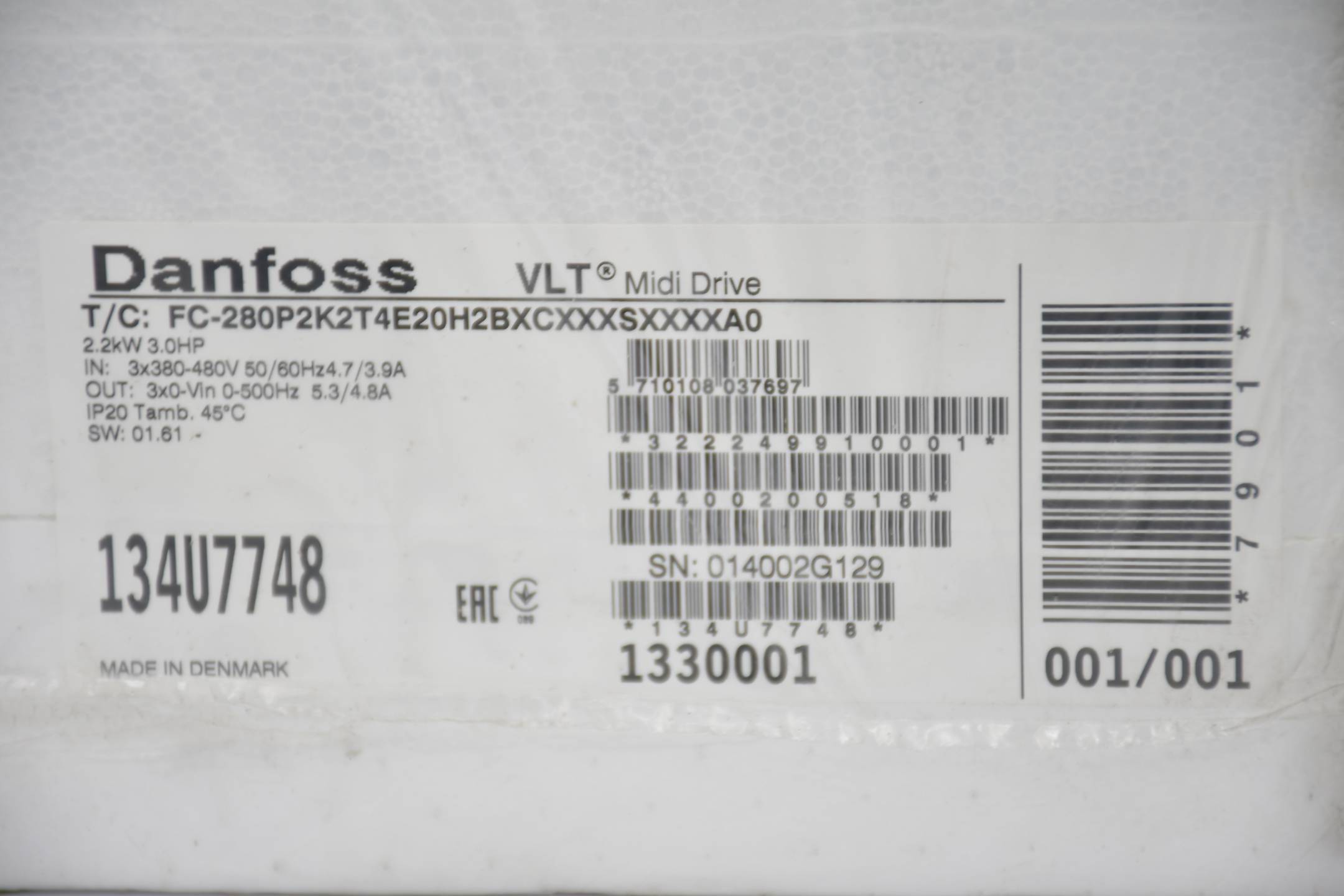 Danfoss VLT® Midi Drive FC 280 FC-280P2K2T4E20H2BXCXXXSXXXXA0 ( 134U7748 )