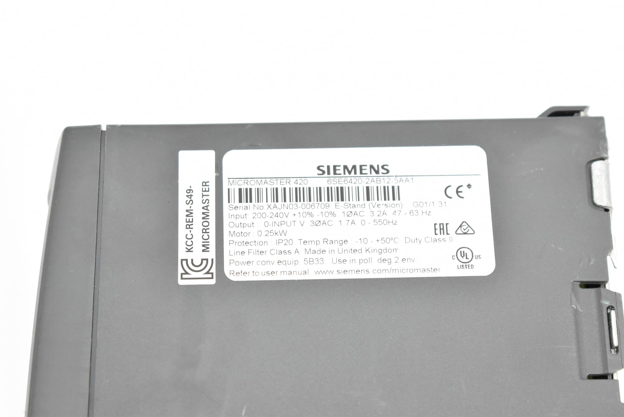 Siemens Micromaster 420 6SE6420-2AB12-5AA1 ( 6SE6 420-2AB12-5AA1 ) EG01