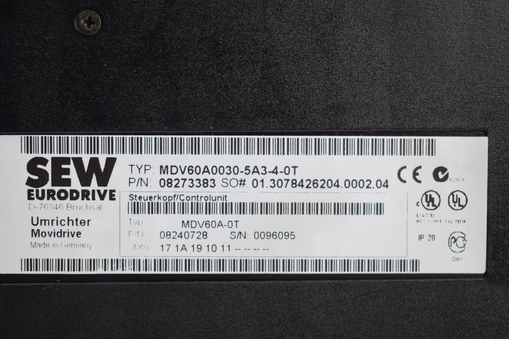 SEW Eurodrive Movidrive Umrichter MDV60A0030-5A3-4-0T