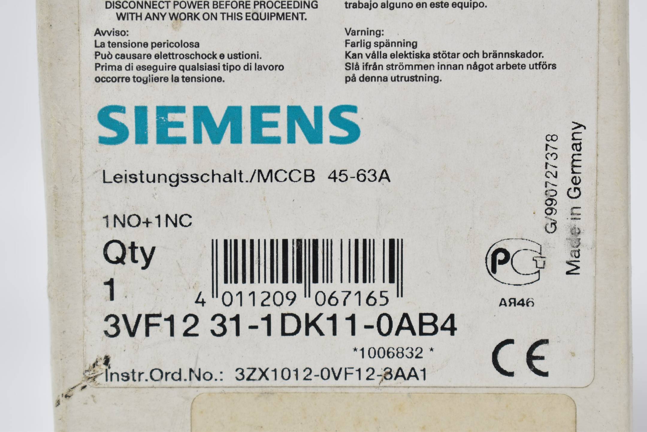 Siemens Leistungsschalter 45-63A 3VF1 231-1DK11-0AB4 ( 3VF1231-1DK11-0AB4 )