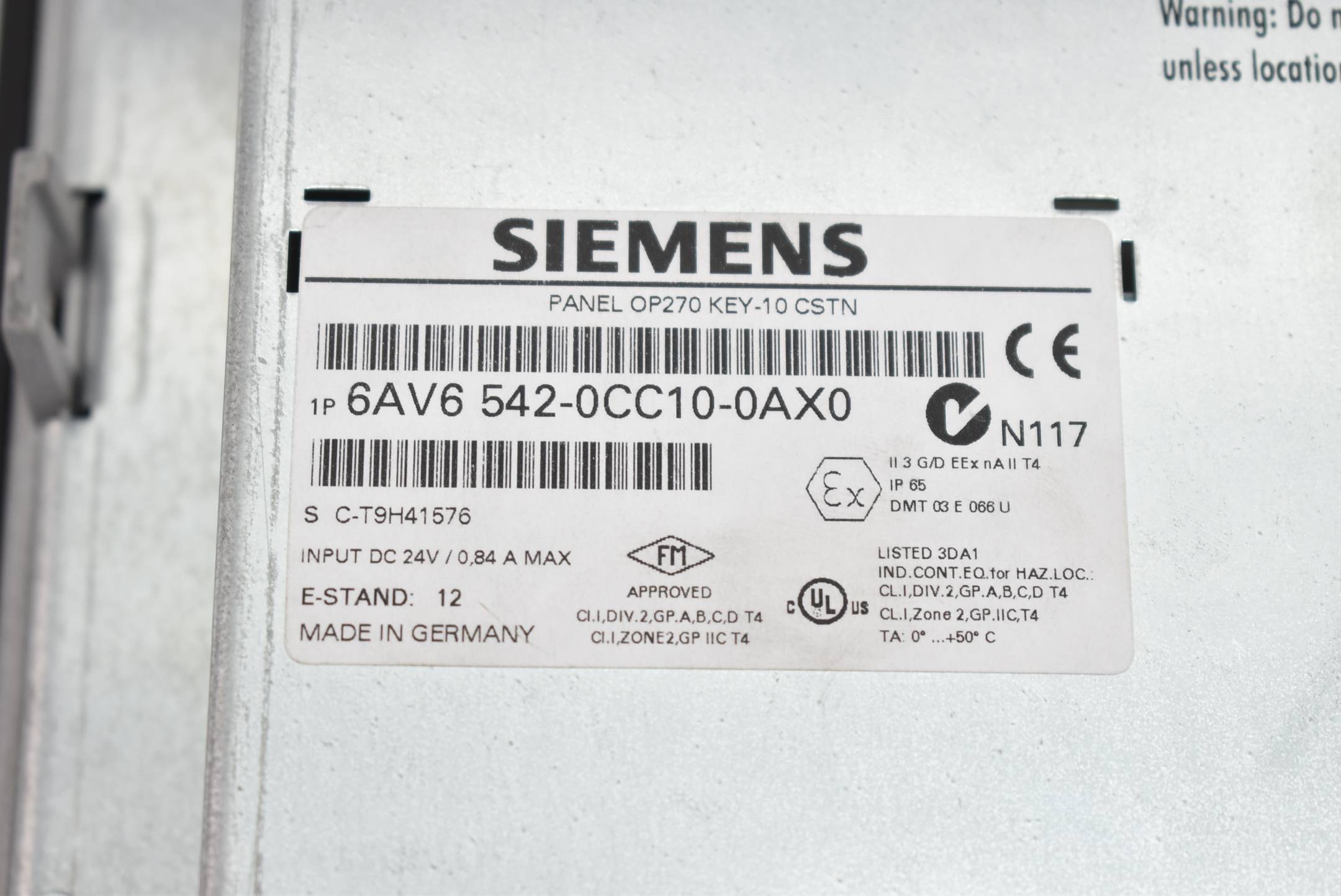 Siemens simatic OP 270 10" Panel 6AV6 542-0CC10-0AX0 ( 6AV6542-0CC10-0AX0 ) E12
