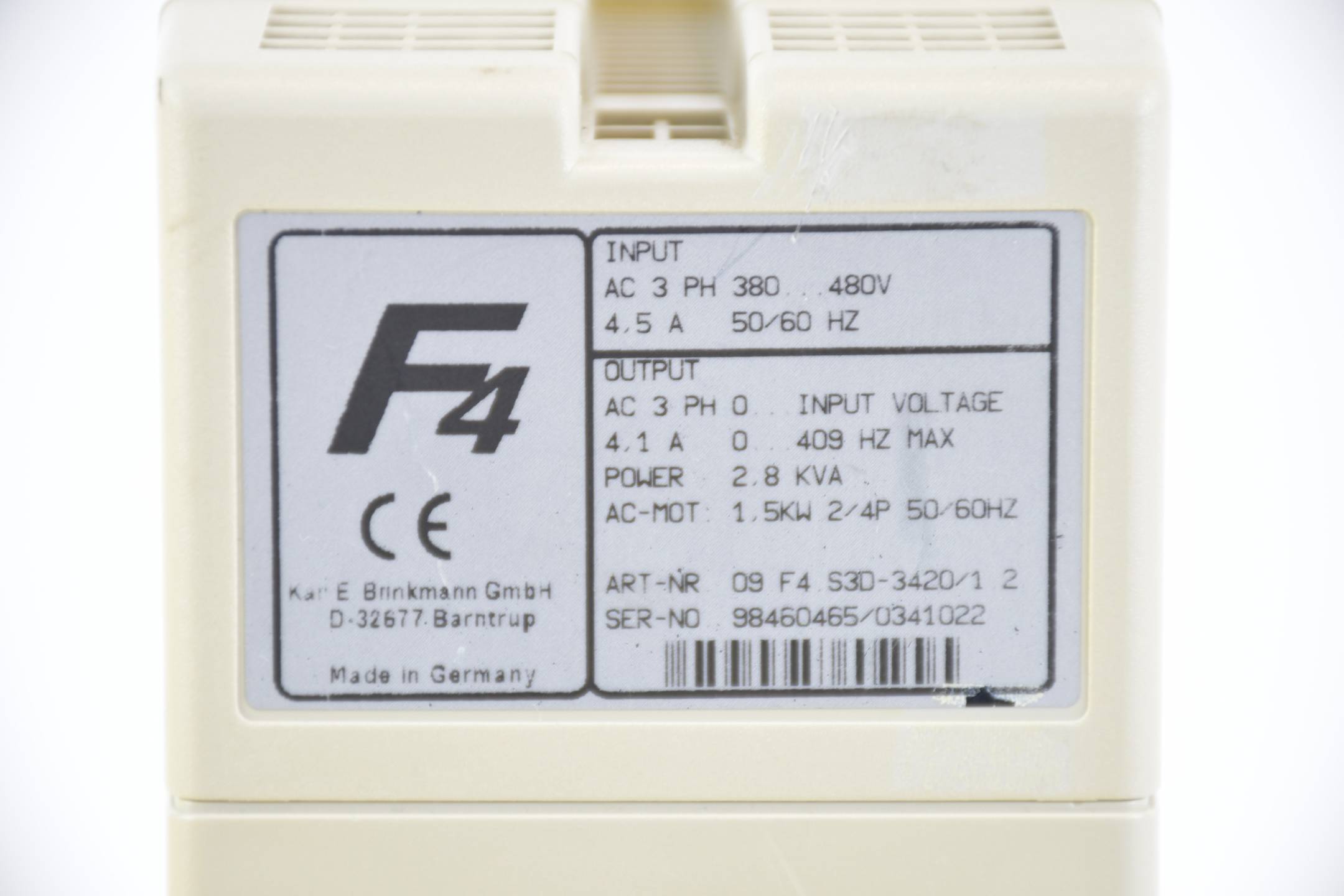 KEB combivert F4 Frequenzumrichter 09.F4.S3D-3420/1.2 ( 09.F4.S3D )
