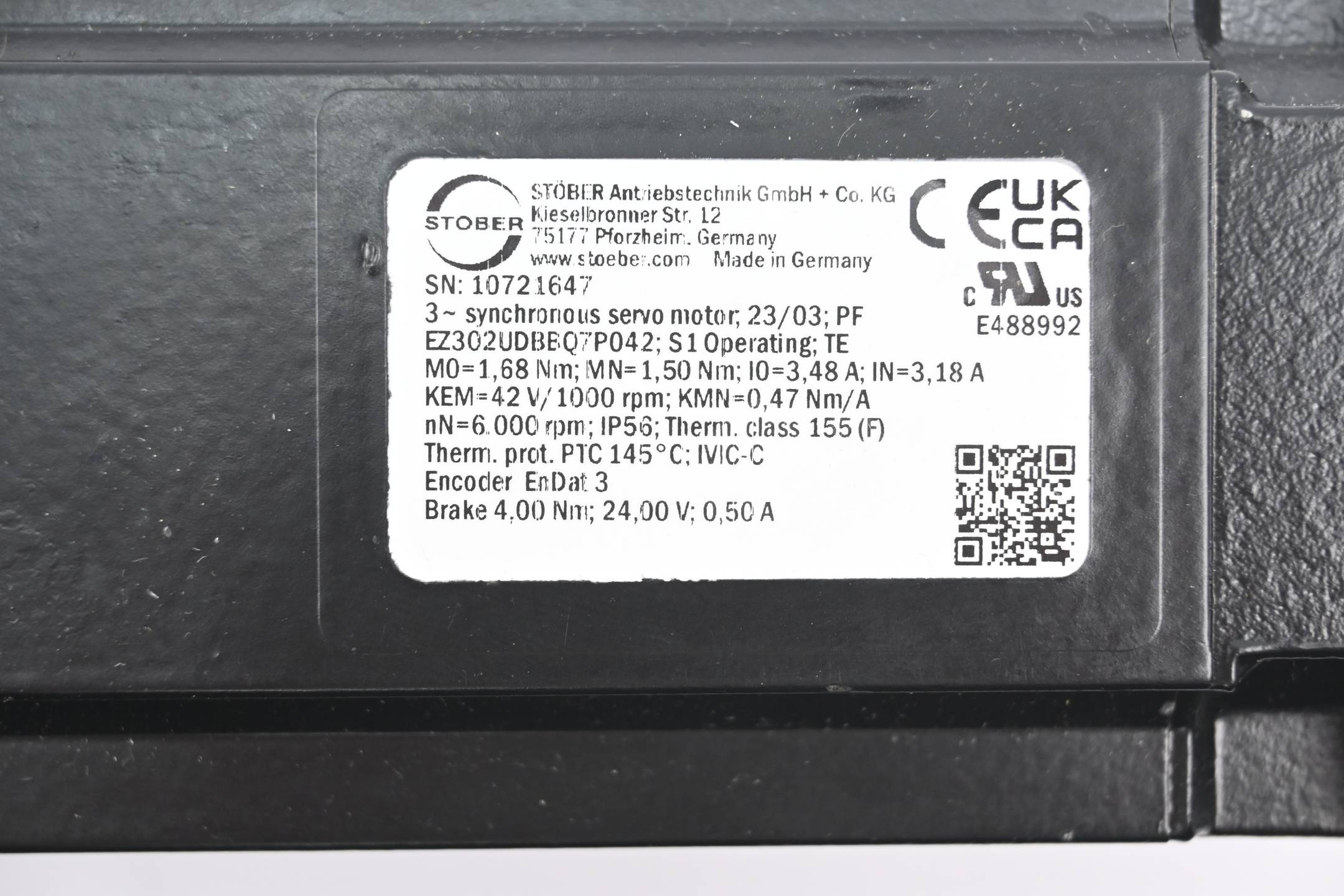 Stöber Antriebstechnik 3~ Servo Motor EZ302UDBBQ7P042