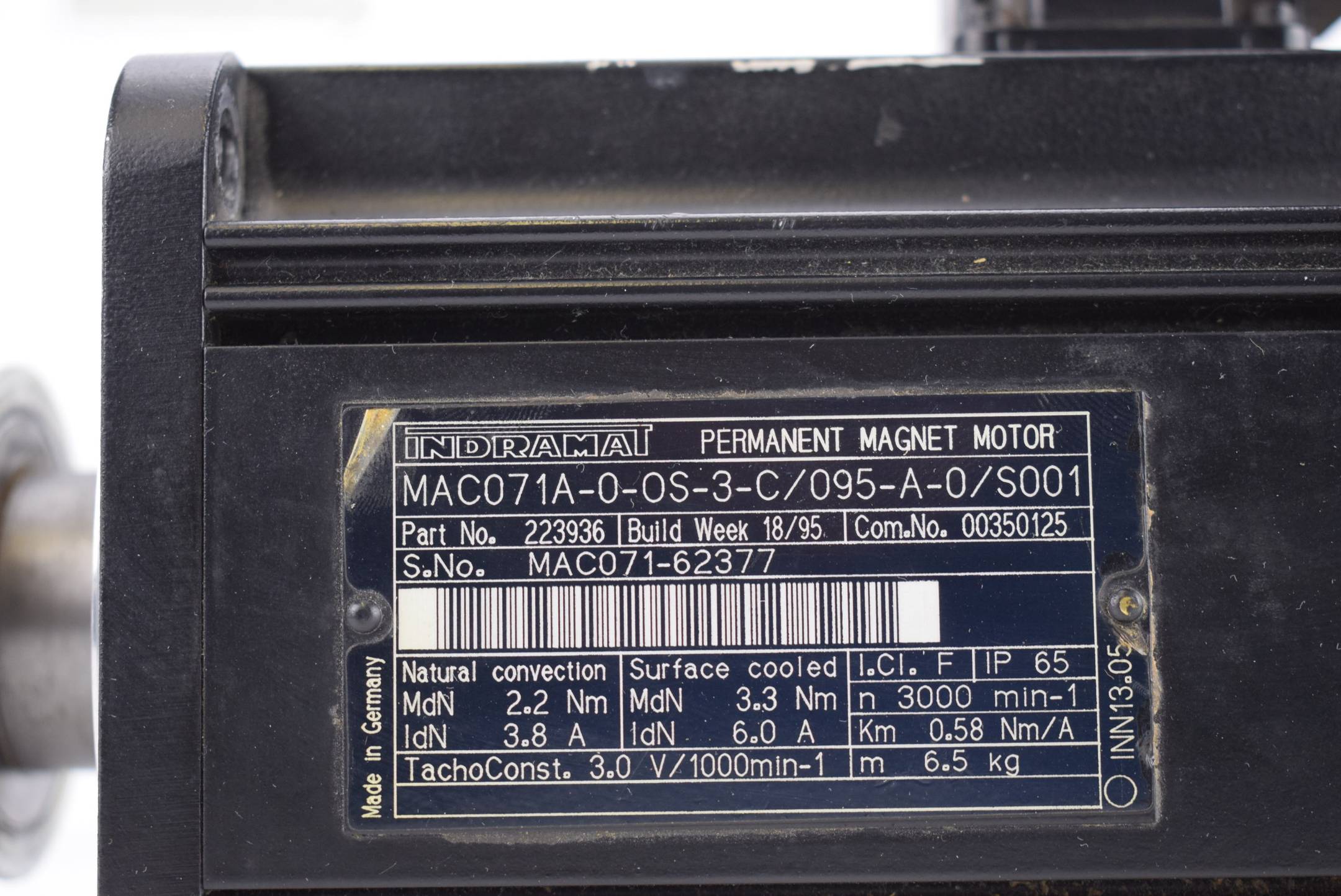 Indramat Permanent Magnet Motor MAC071A-0-0S-3-C/095-A-0/S001