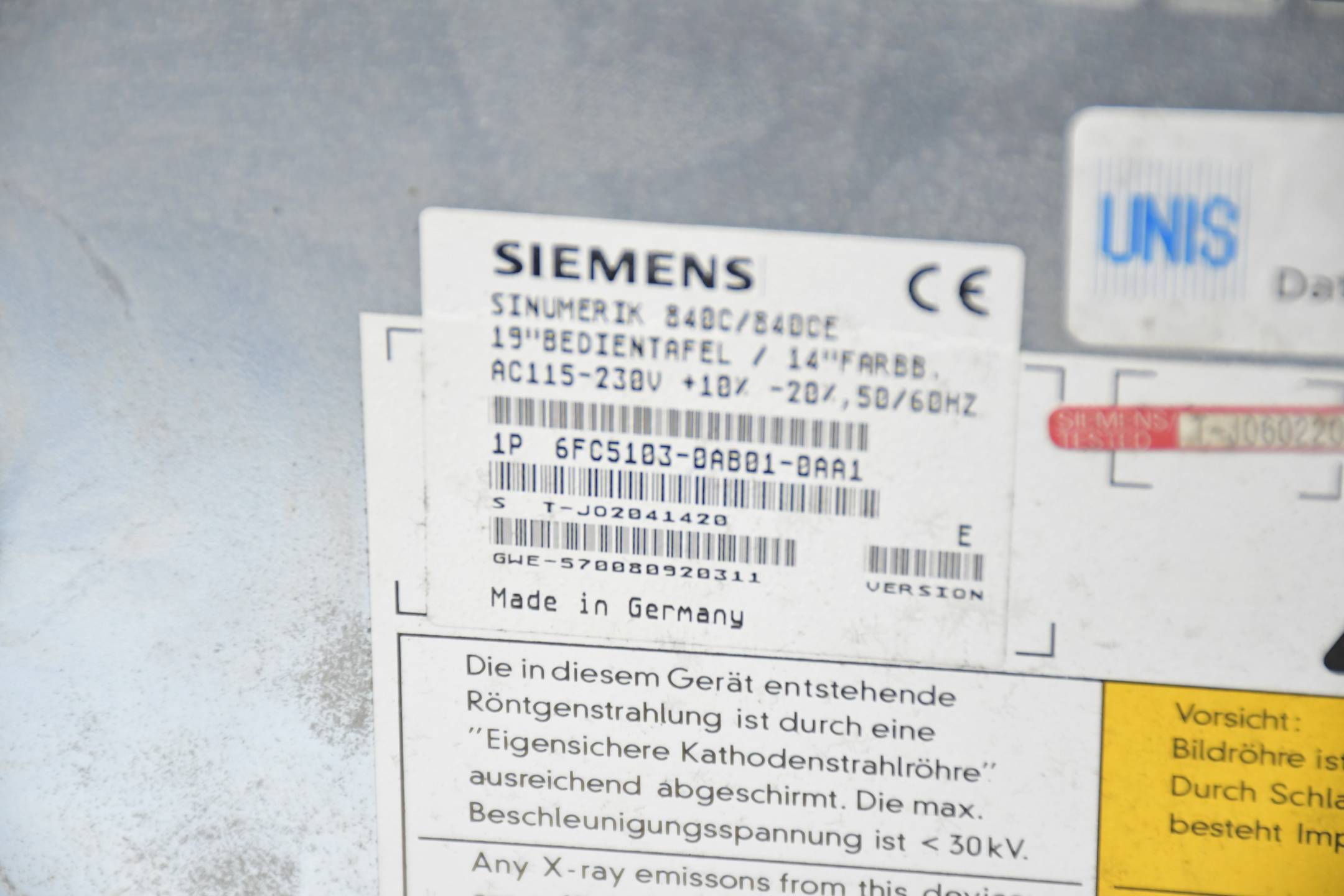 Siemens Sinumerik 840C/840CE 6FC5103-0AB01-0AA1 ( 6FC5 103-0AB01-0AA1 )