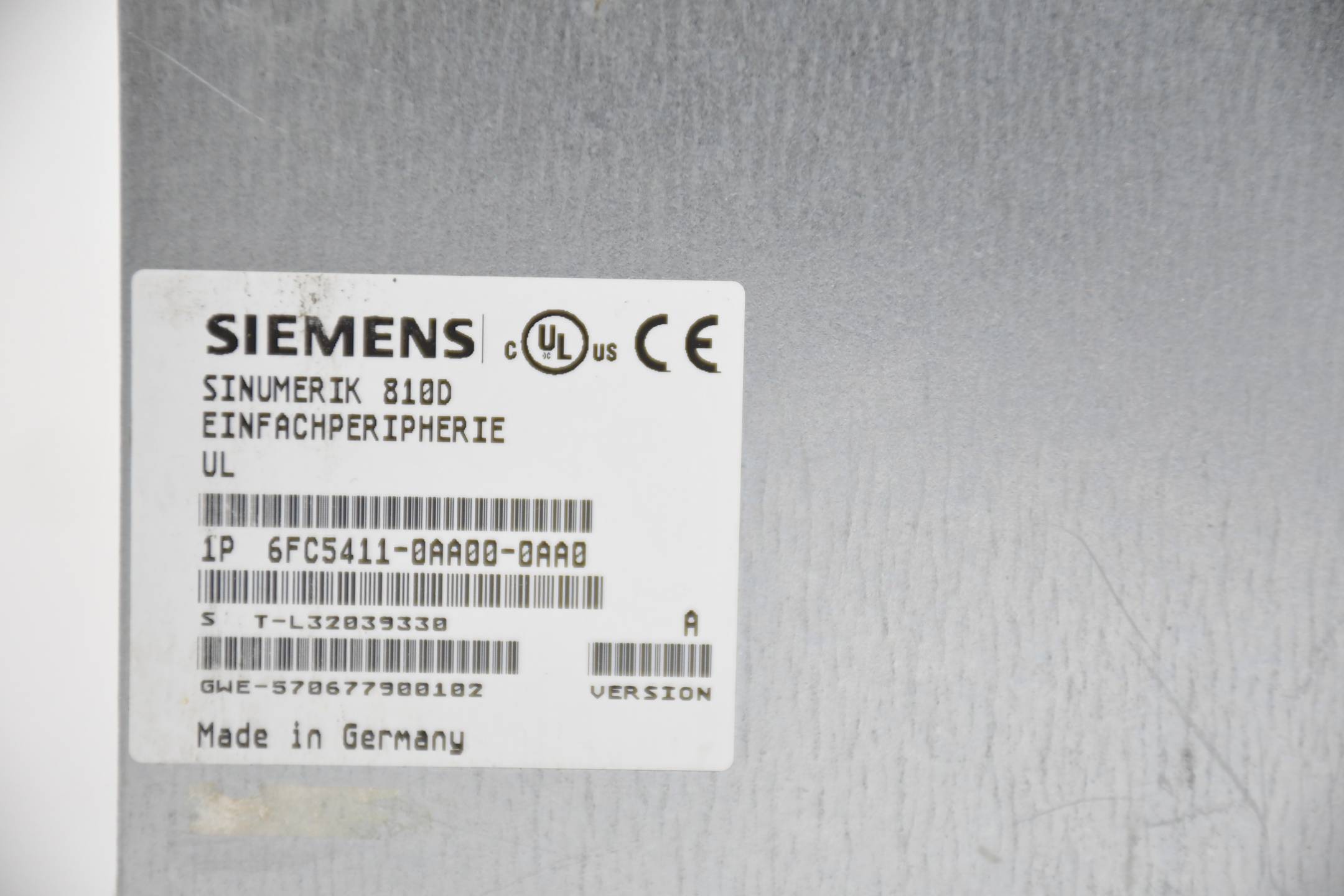 Siemens sinumerik 810D/840D 6FC5411-0AA00-0AA0 ( 6FC5 411-0AA00-0AA0 ) Ver A