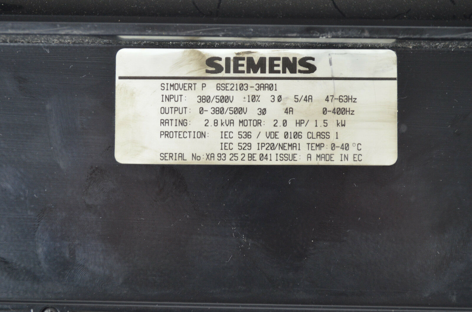 Siemens simovert P 6SE2103-3AA01 ( 6SE2 103-3AA01 )