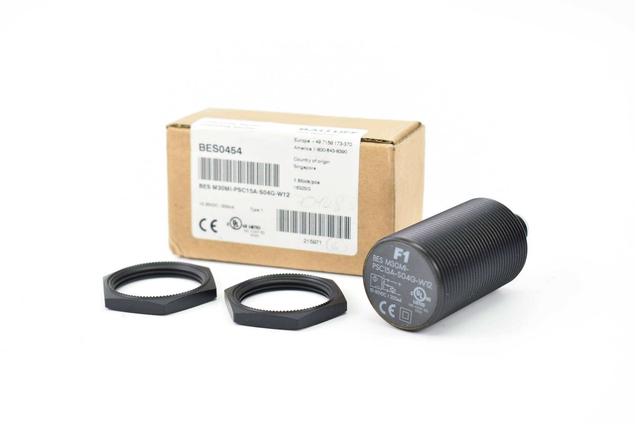 Balluff BES0454 induktiver Sensor 10-30VDC 200mA BES M30MI-PSC15A-S04G-W12
