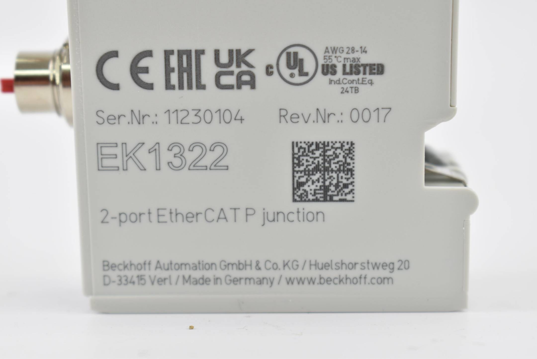Beckhoff 2-Port-EtherCAT P-Abzweig mit Einspeisung 24V EK1322 ( EK 1322 )