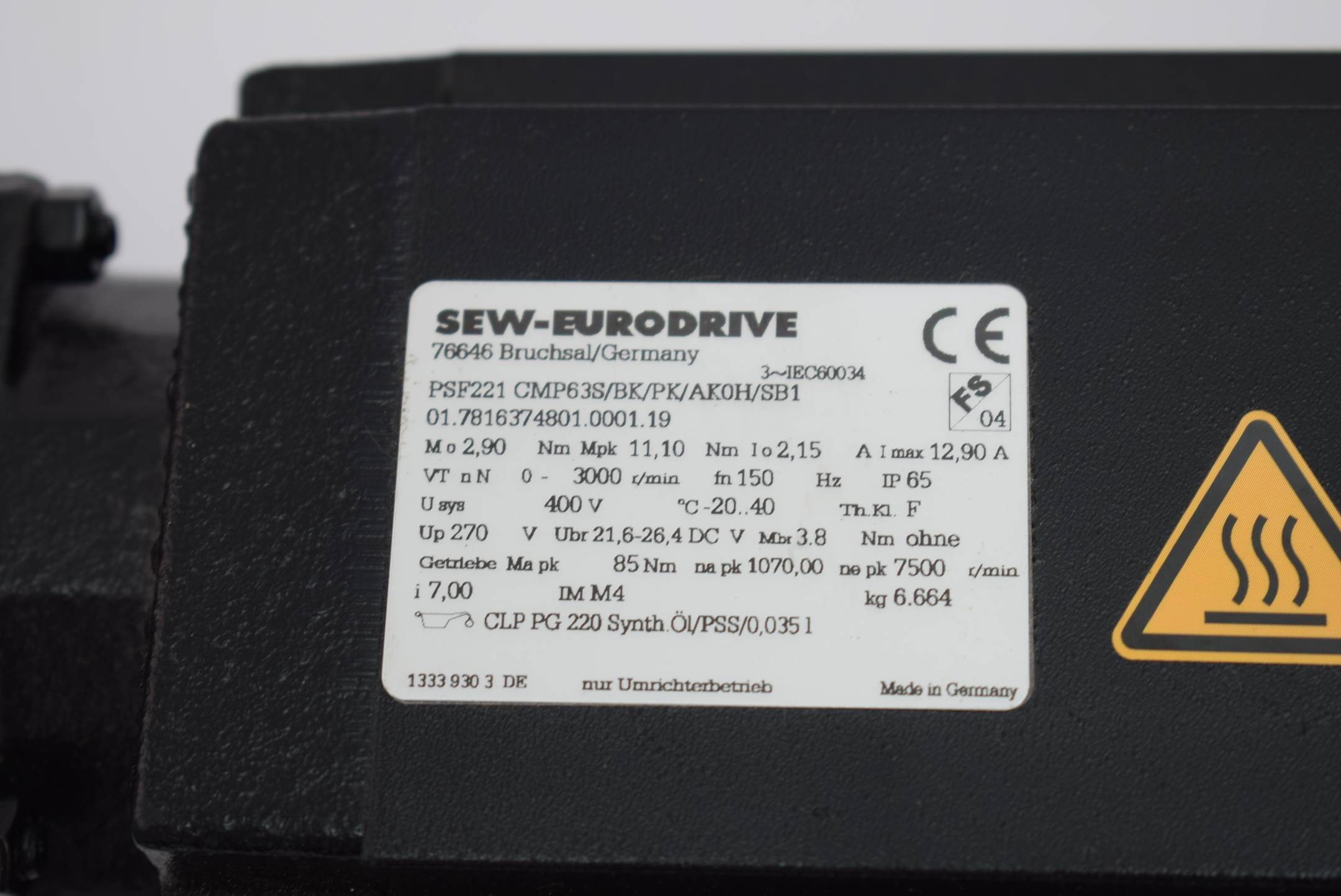 SEW-Eurodrive PSF221 CMP63S/BK/PK/AKH/SB1