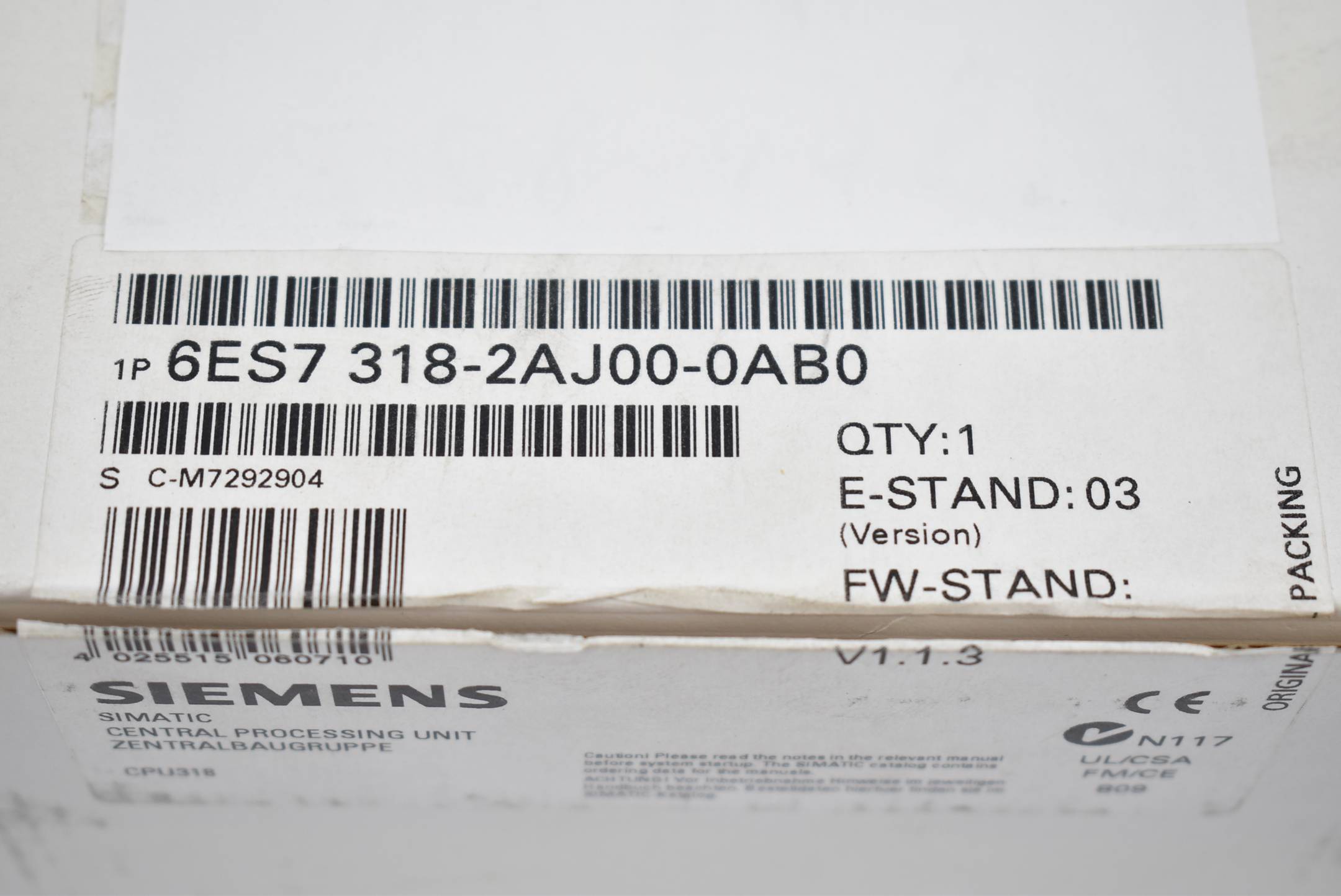 Siemens Simatic S7-300 CPU 6ES7318-2AJ00-0AB0 ( 6ES7 318-2AJ00-0AB0 ) E03