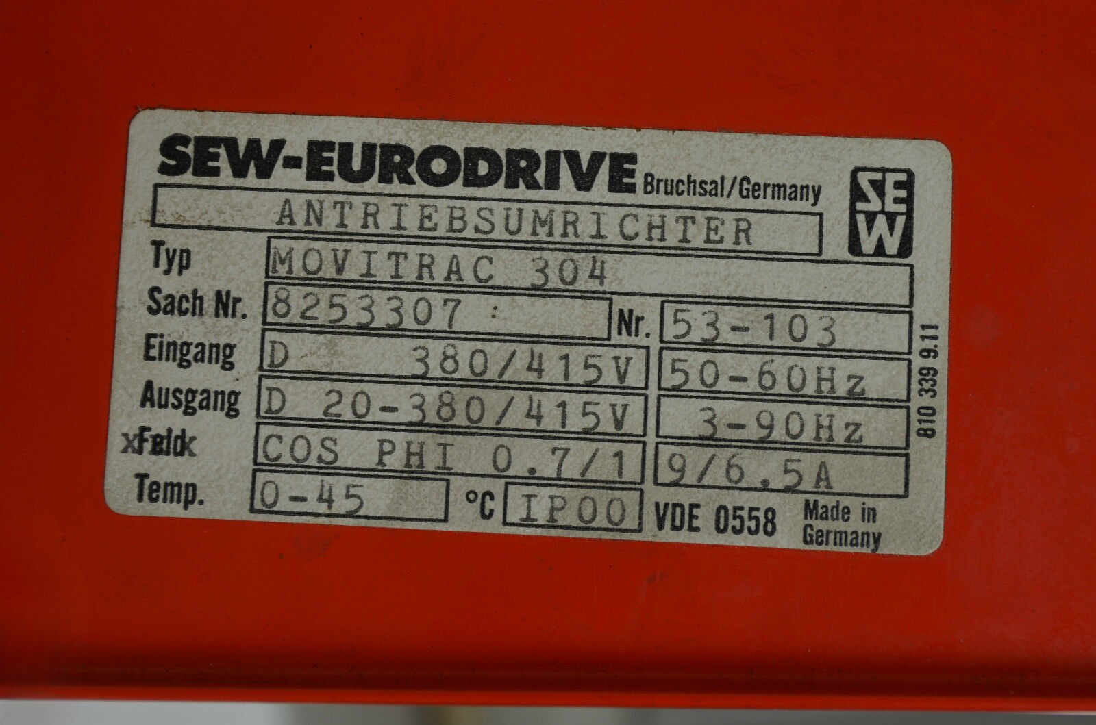 SEW Eurodrive Antriebsumrichter Movitrac 304 8253307 SEW Eurodrive Antriebsumrichter Movitrac 304 8253307