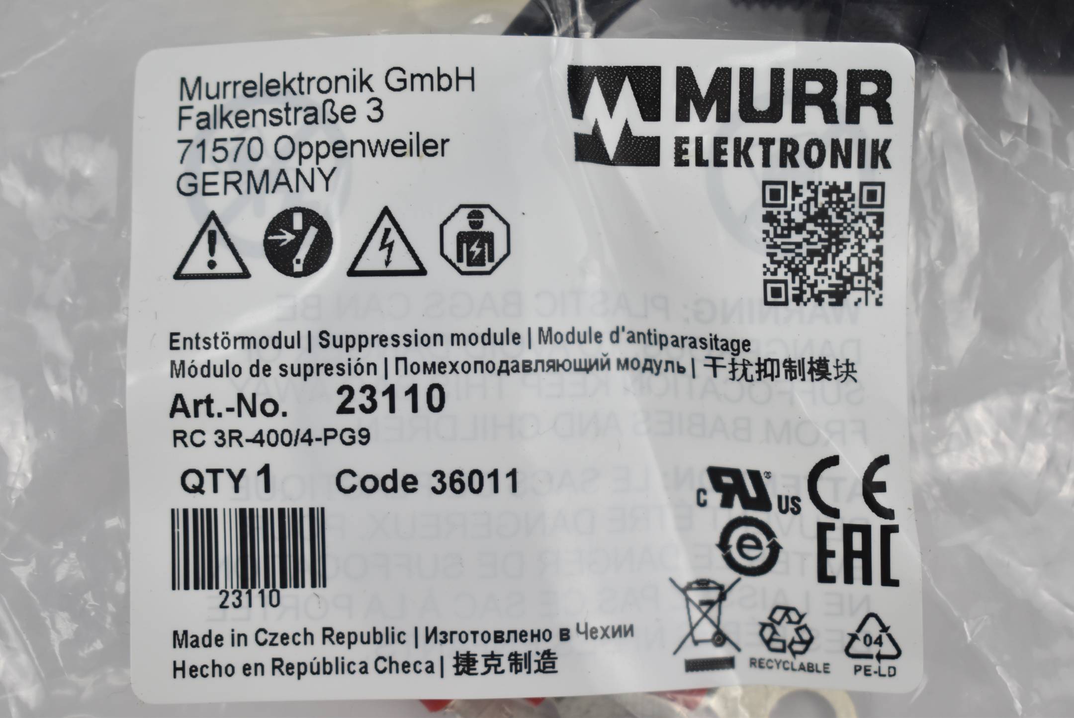 Murr elektronik Entstörmodul Überspannungsbegrenzer RC 3R-400/4-PG9 ( 23110 )