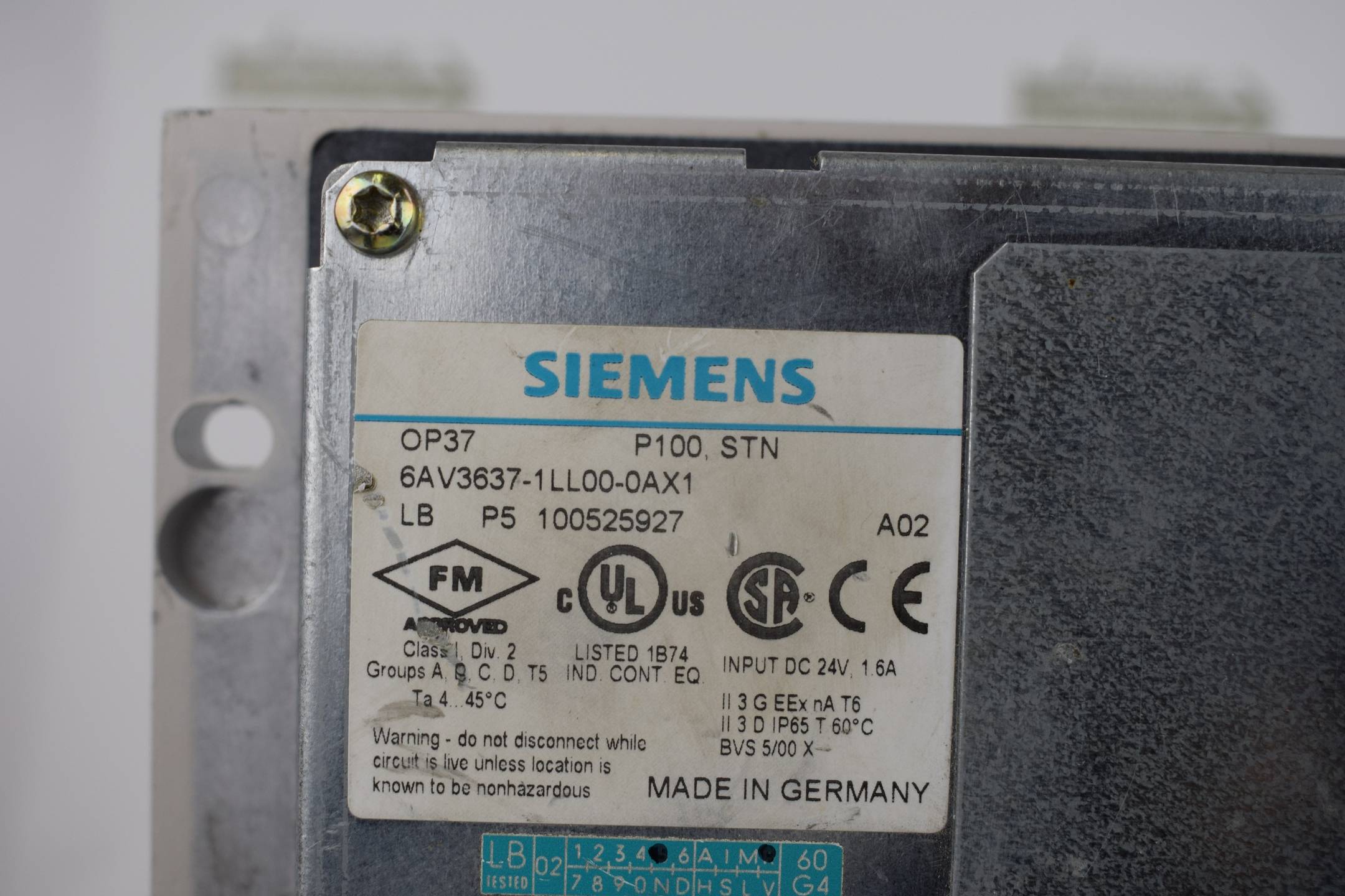 Siemens Operator Panel OP37 6AV3637-1LL00-0AX1
