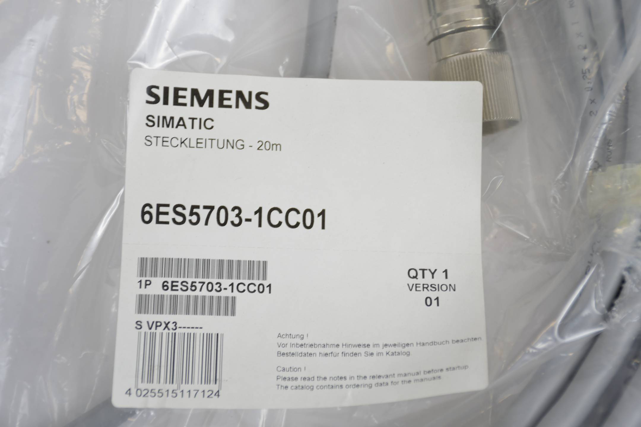 Siemens Simatic S5 Steckleitung 20m 6ES5703-1CC01 ( 6ES5 703-1CC01 )