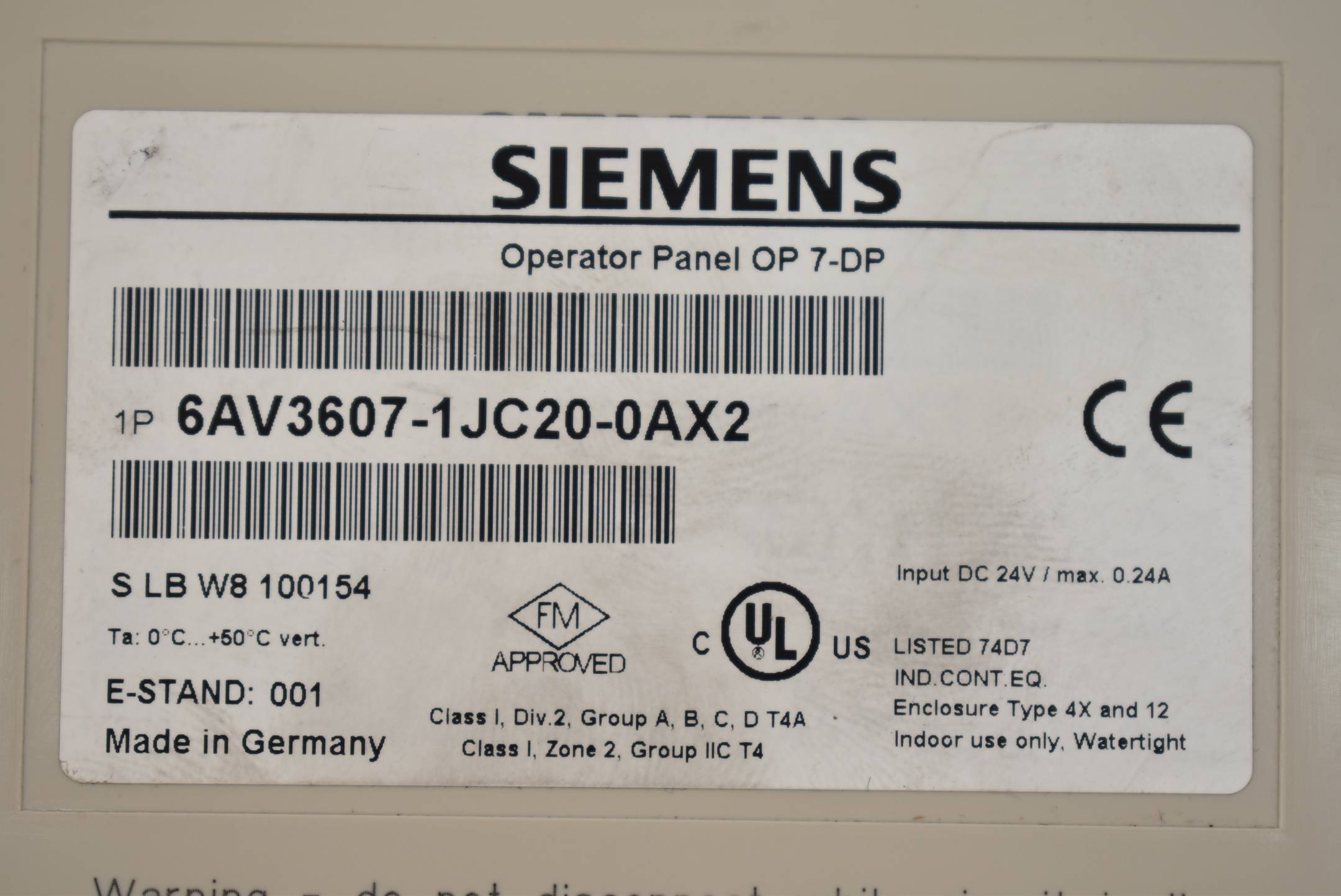 Siemens OP7 Gehäuse für 6AV3 607-1JC20-0AX2 ( 6AV3607-1JC20-0AX2 ) B