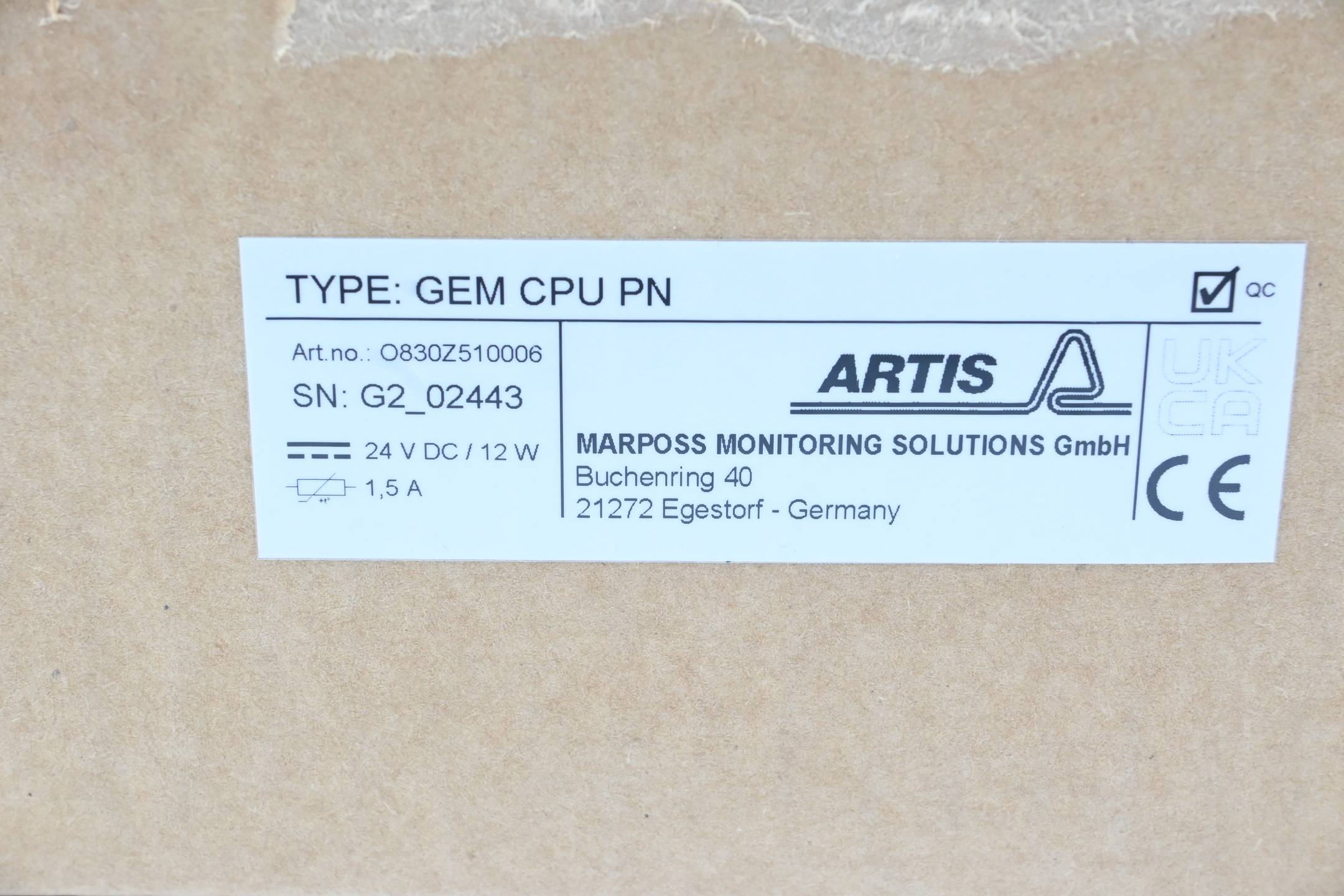 Artis Marposs Genior Modular Überwachung GEM CPU PN ( GEMCPUPN ) O830Z510006