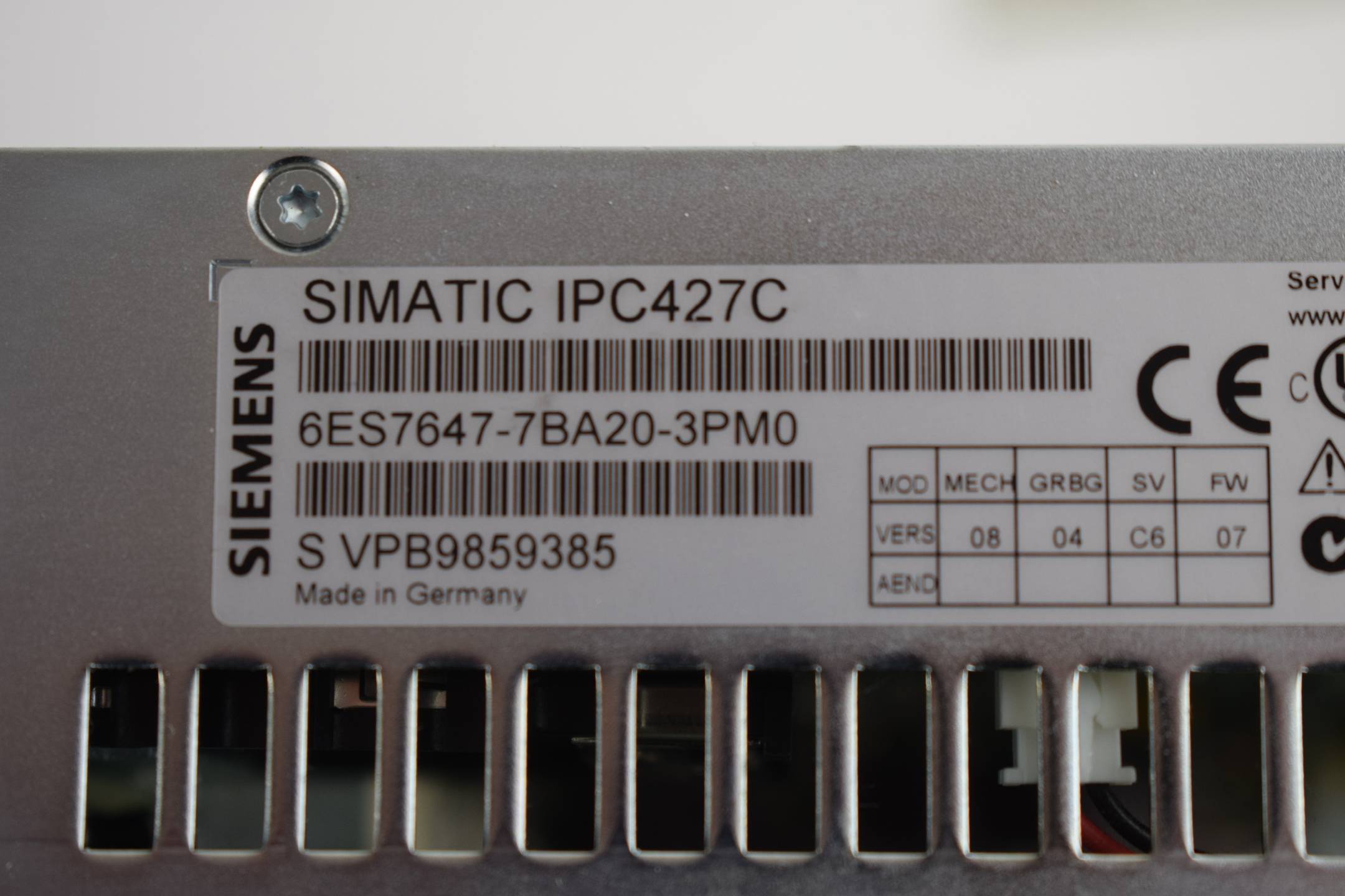 Siemens simatic IPC427C 6ES7647-7BA20-3PM0