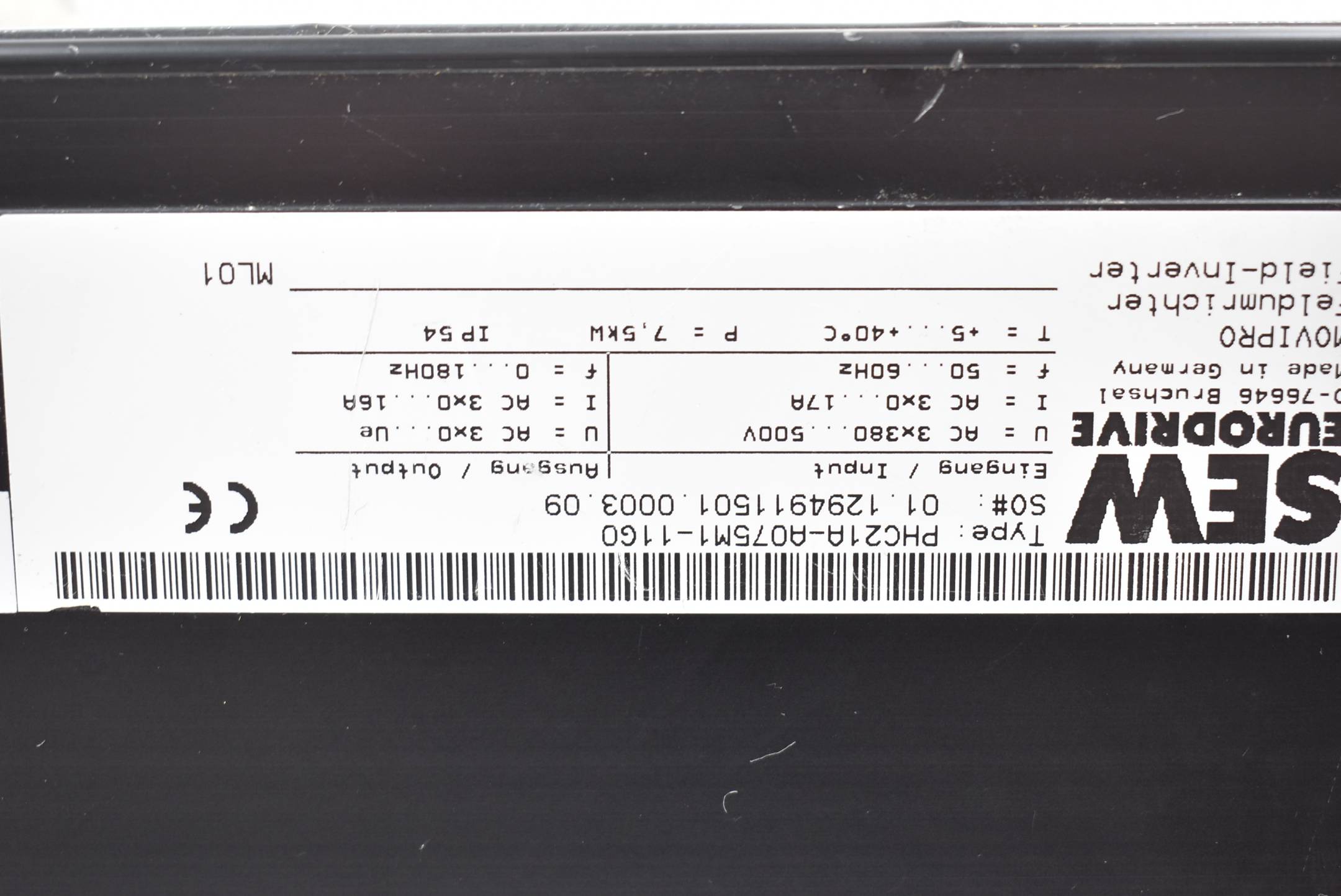SEW Movipro Feldumrichter 3x380-500VAC 17A  50/60Hz PHC21A-A075M1-11G0