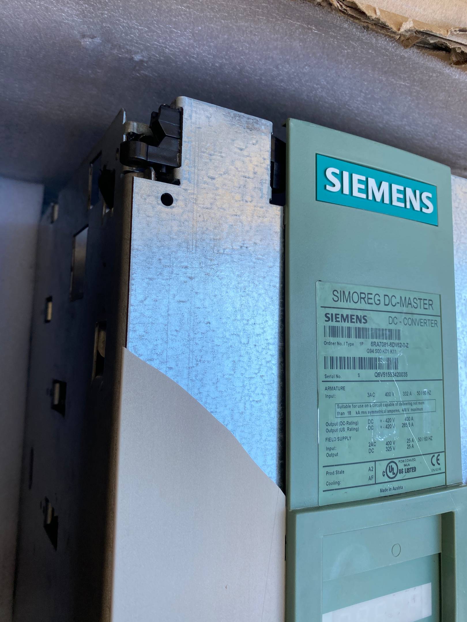 Siemens simoreg DC-Master Converter 6RA7081-6DV62-0-Z