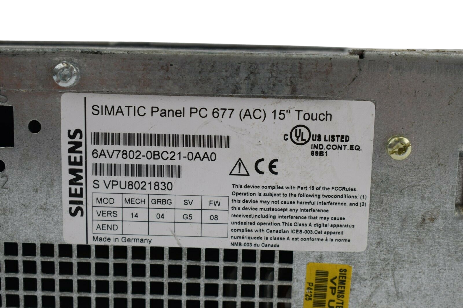 Siemens simatic Panel PC 677 15''Touch 6AV7802-0BC21-0AA0 ( 6AV7 802-0BC21-0AA0 ) Siemens simatic Panel PC 677 15''Touch 6AV7802-0BC21-0AA0 ( 6AV7 802-0BC21-0AA0 )