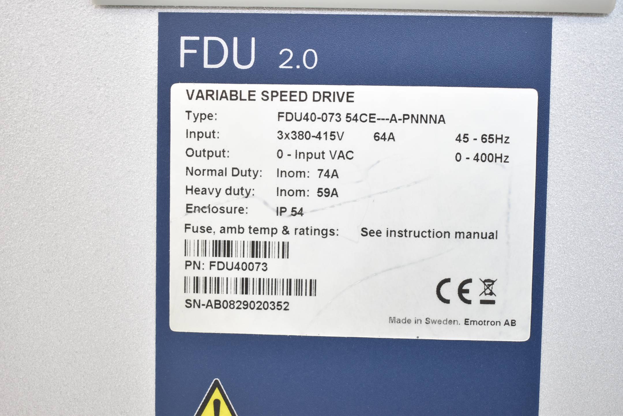 Emotron Variable Speed Drive FDU40-073 54CE---A-PNNNA-64A ( FDU40073 )
