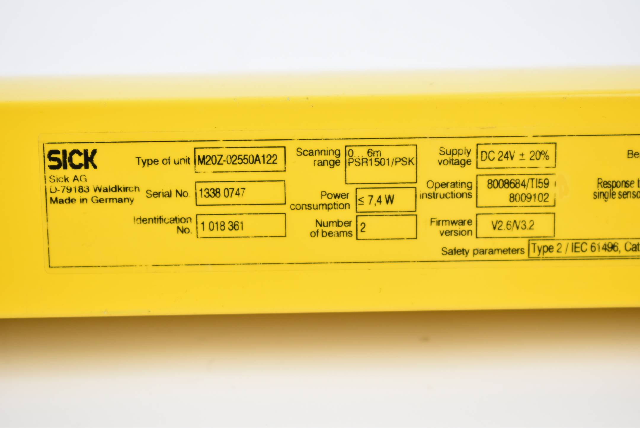 Sick Mehrstrahl-Sicherheits-Lichtschranke M 2000 Z M20Z-02550A122 ( 1 018 361 )