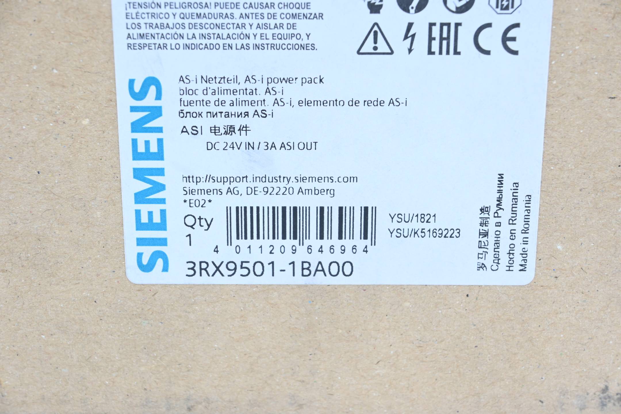 Siemens AS-i Netzteil 3RX9501-1BA00 ( 3RX9 501-1BA00 )