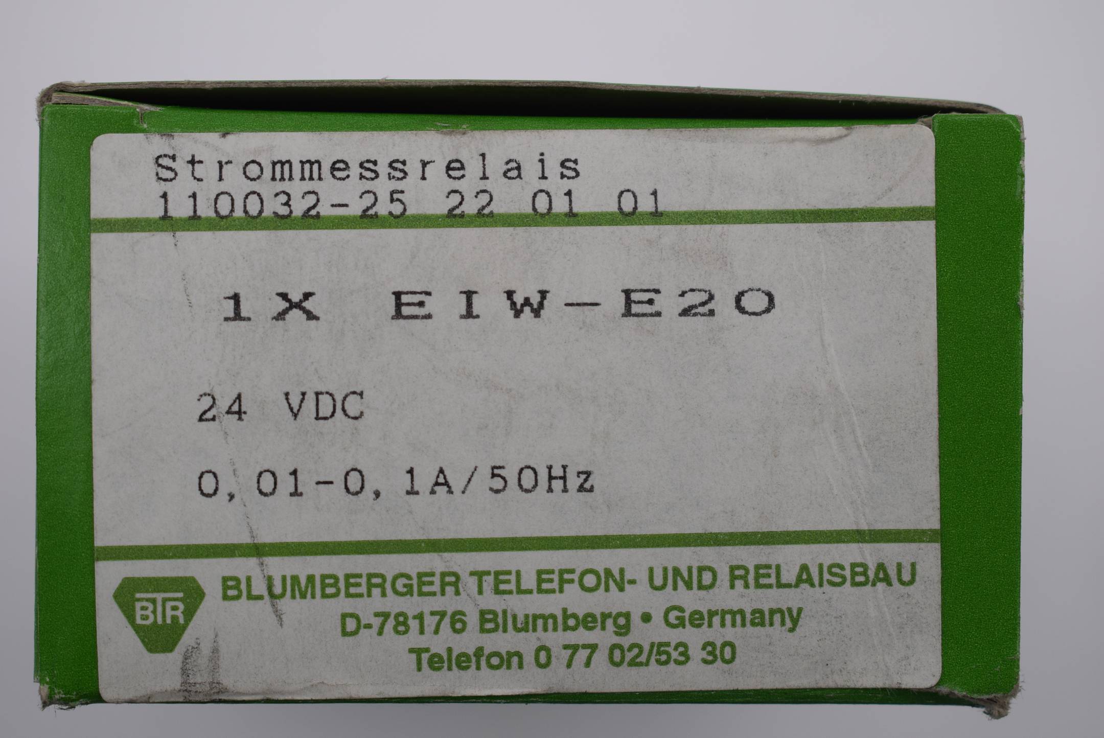 BTR Strommessrelais 110032-25 22 01 01 24 VDC 0,01-0,1A/50Hz 