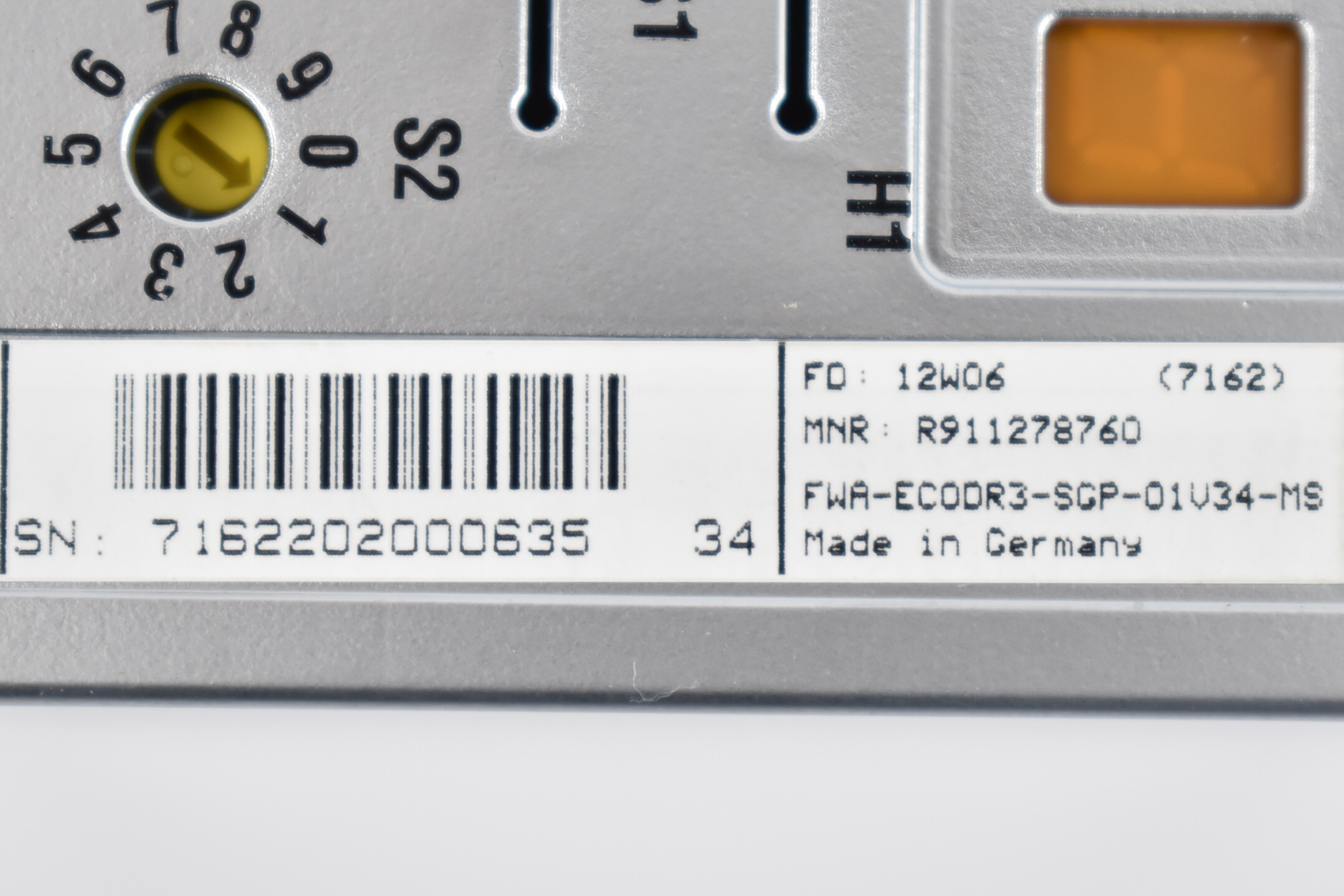 Bosch Rexroth Encoder FWA-ECODR3-SCP-01V34-MS ( R911278760 ) FD: 12W06