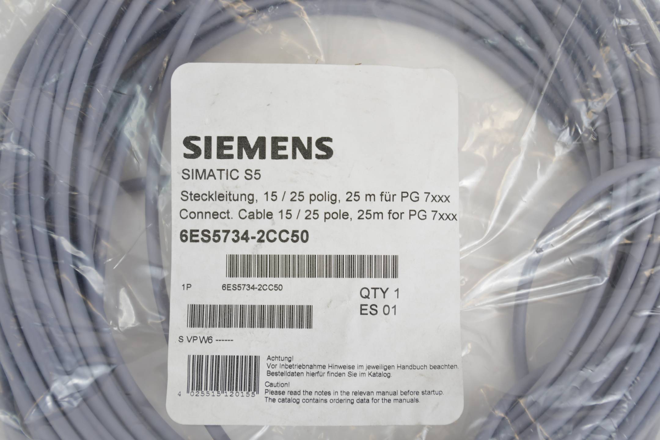 Siemens Simatic S5 Steckleitung 25m 15/25 polig 6ES5734-2CC50 ( 6ES5 734-2CC50 )
