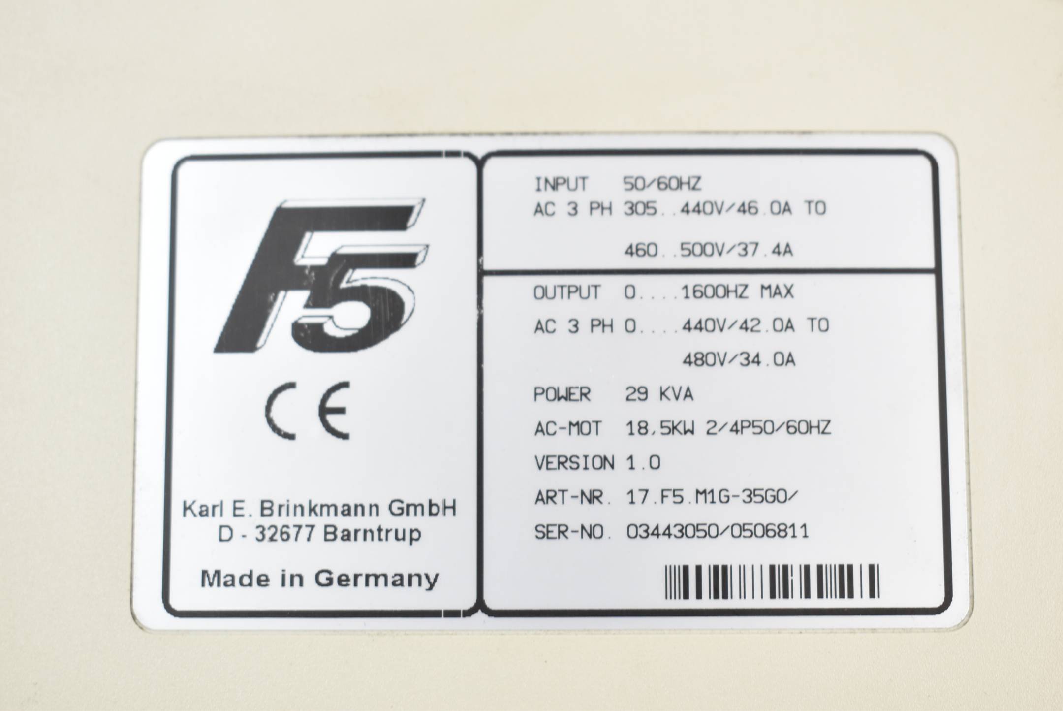 KEB combivert F5 Frequenzumrichter 18,5kW 17.F5.M1G.-35G0 inkl. Keyboard