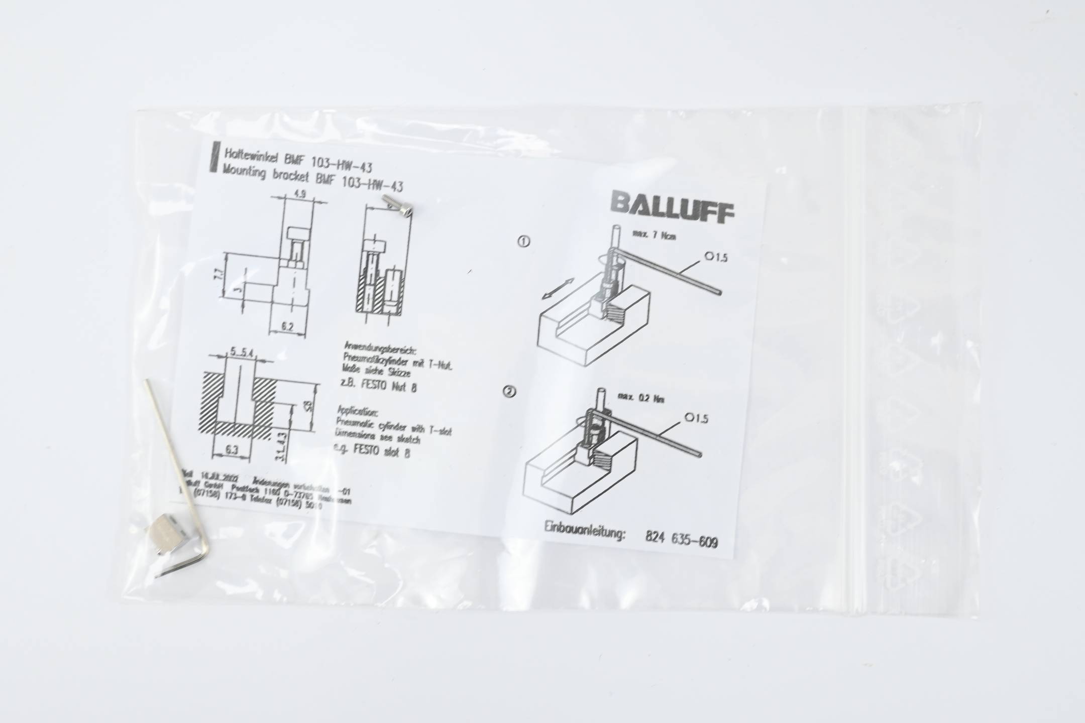 Balluff Haltewinkel für magnetische Sensoren BAM00KA (BMF 103-HW-43)