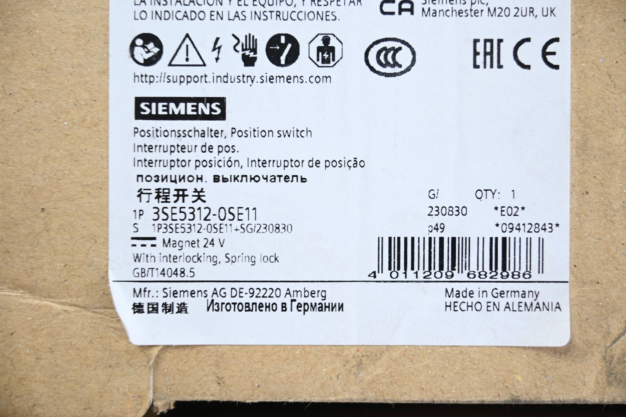 Siemens Sicherheits-Positionsschalter 3SE5312-0SE11 ( 3SE5 312-0SE11 )