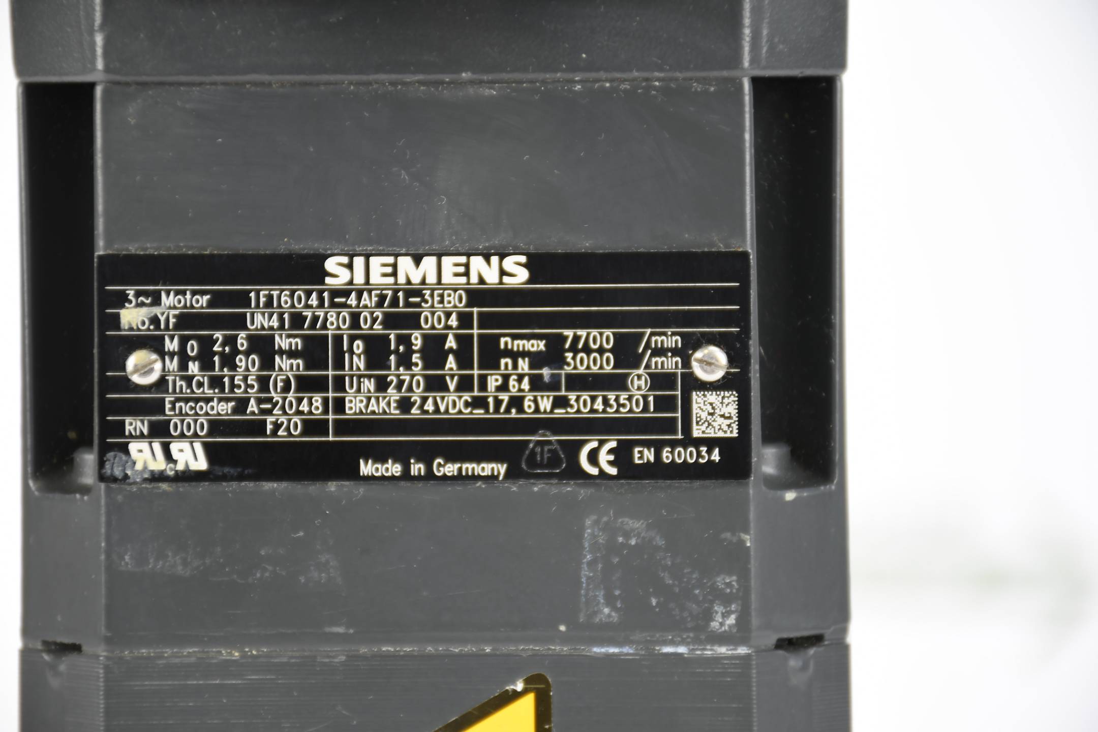 Siemens simotics S Servo Motor 1FT6041-4AF71-3EB0 ( 1FT6 041-4AF71-3EB0 )