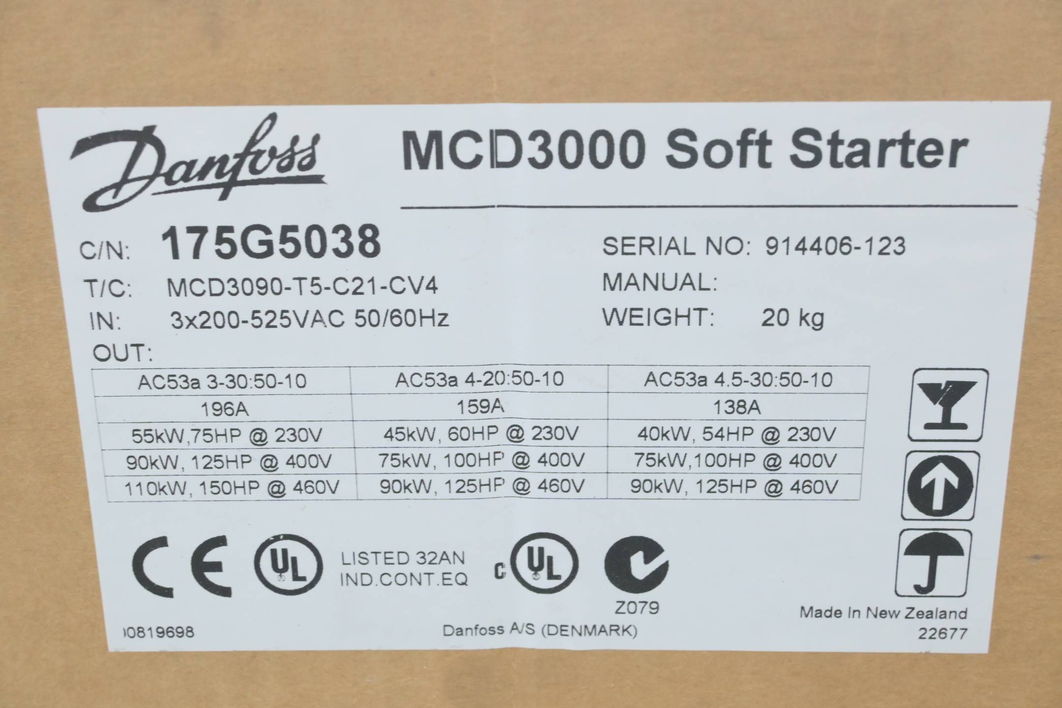 Danfoss Softstarter MCD3075-T5C21-CV4 ( 175G5038 )