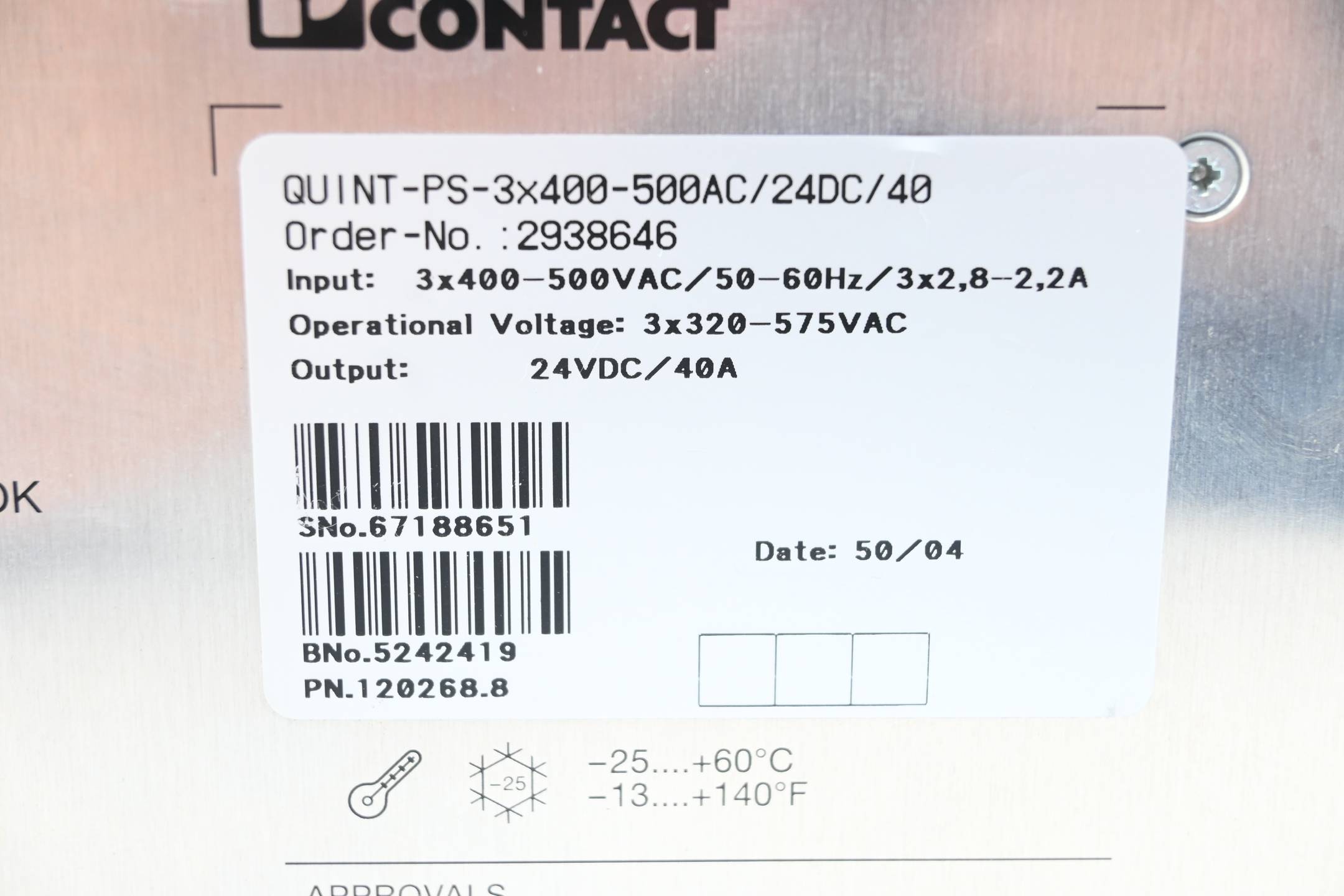 Phoenix Contact Netzteil QUINT-PS-3x400-500AC/24DC/40 ( 2938646 )